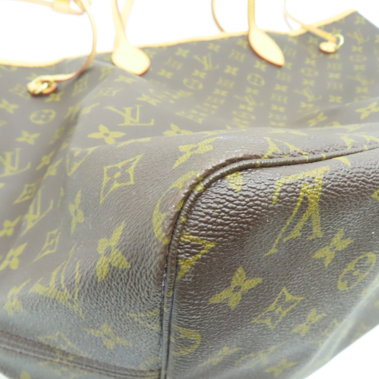 LOUIS VUITTON Monogram Neverfull GM gold buckle shoulder bag / hand bag brown