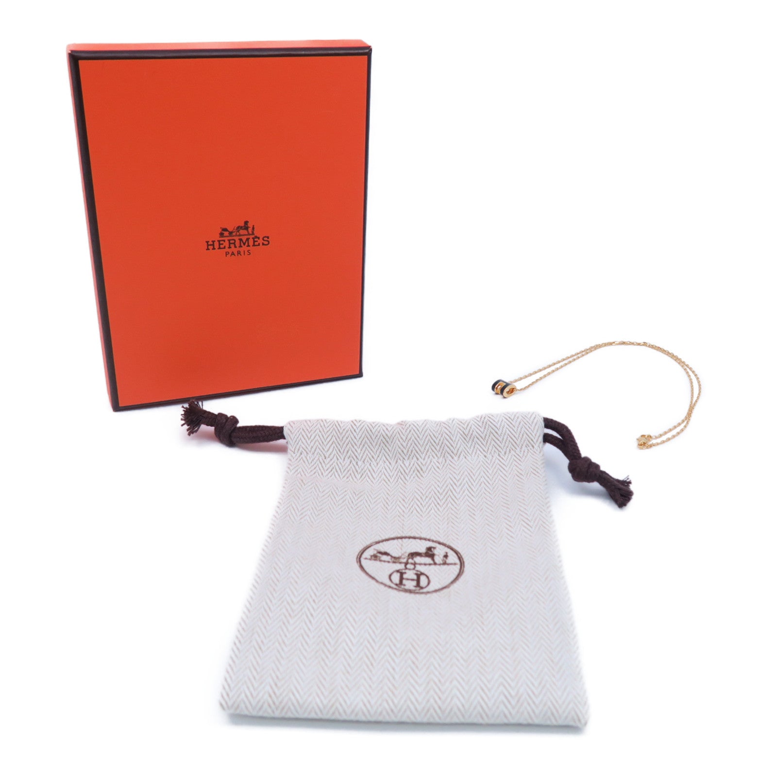 HERMES 金屬Mini Pop H金扣項鍊綠色