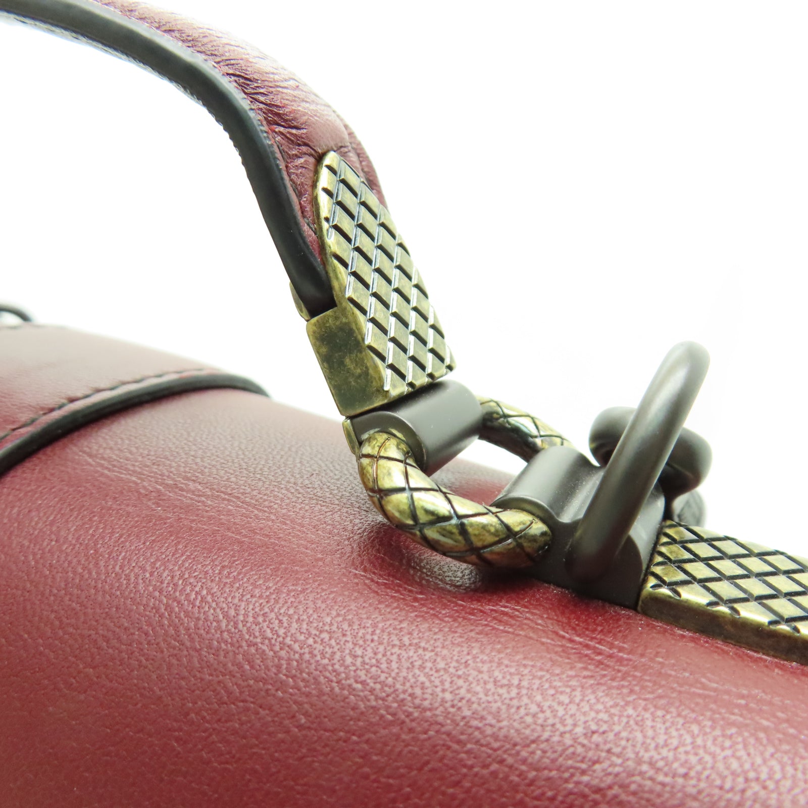 BOTTEGA VENETA 牛皮皮革2 Way Shoulder金扣手挽肩背兩用袋紅色/棕色