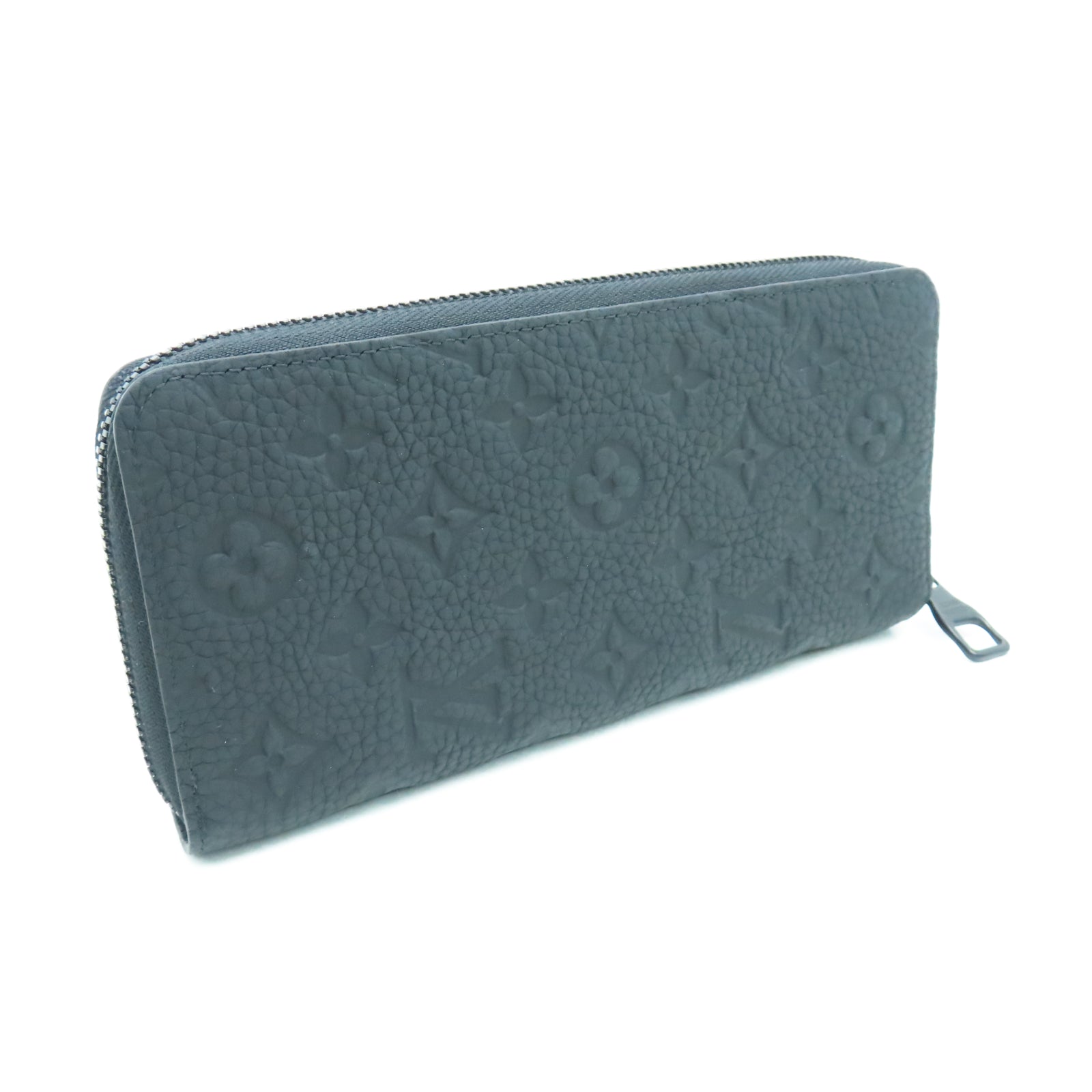 LOUIS VUITTON 牛皮皮革Zip Vertical Wallet银扣长钱包黑色