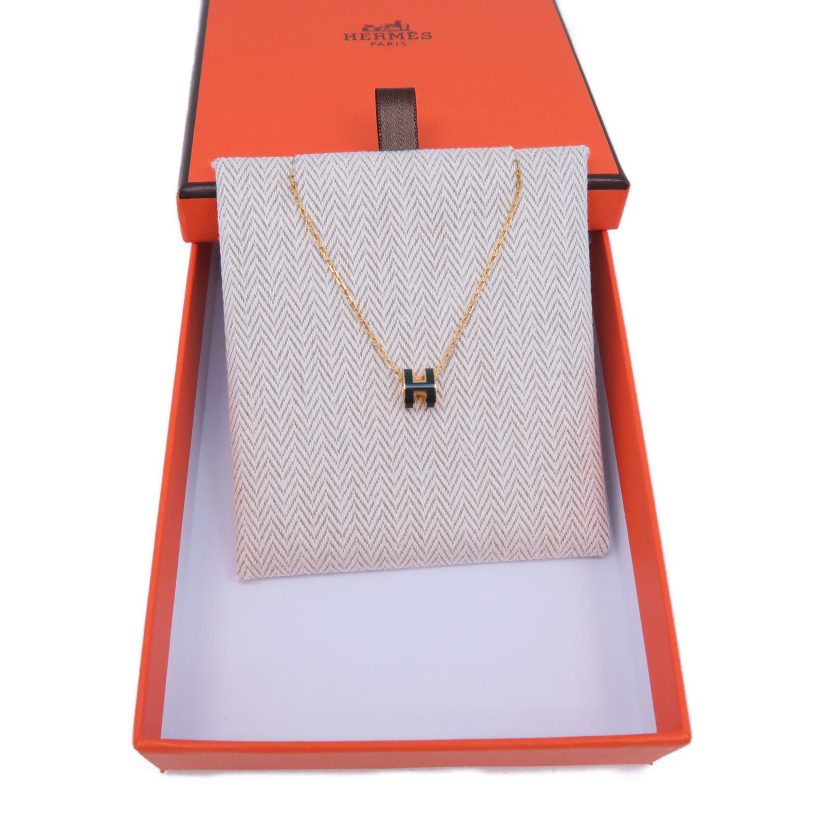 HERMES 金屬Mini Pop H金扣項鍊綠色