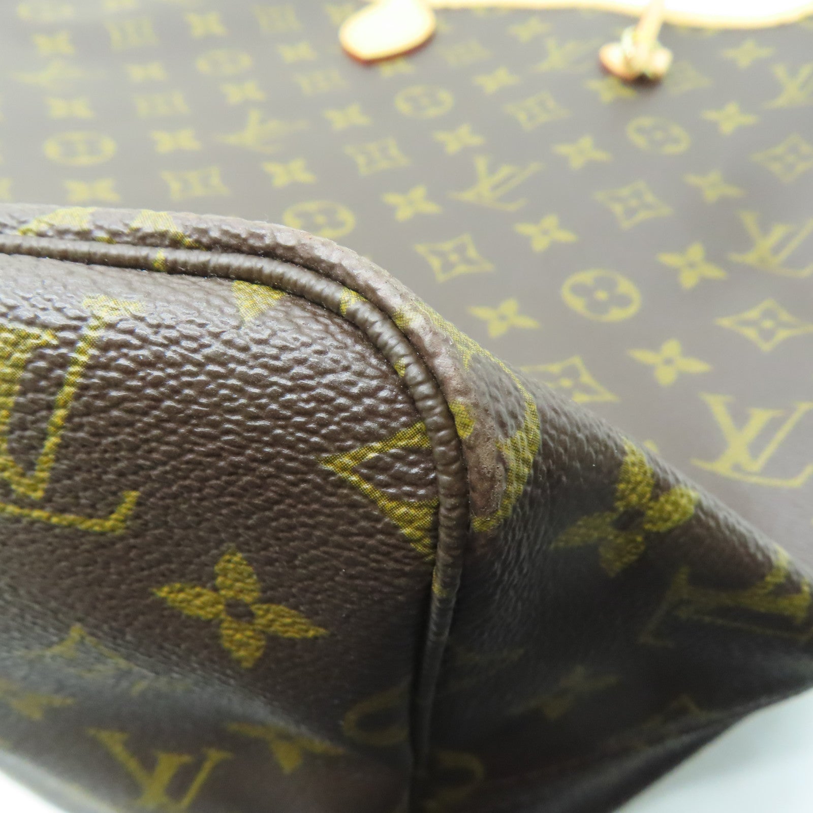 LOUIS VUITTON Monogram Neverfull GM gold buckle shoulder bag / hand bag brown