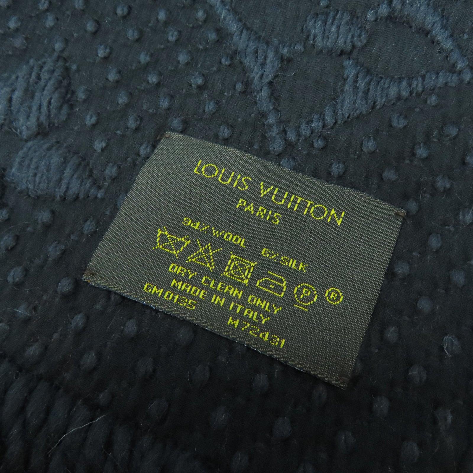 LOUIS VUITTON 絲質/羊毛Logomania圍巾黑色