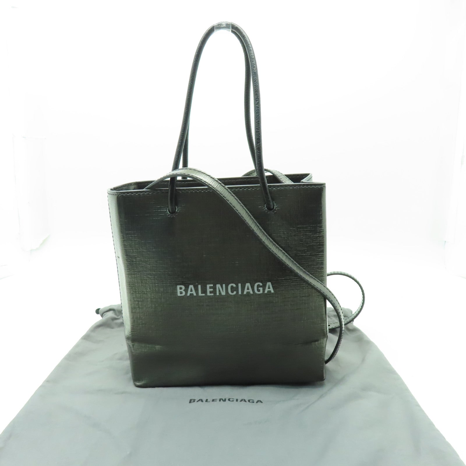 BALENCIAGA 牛皮皮革2 Way Shoulder銀扣手挽肩背兩用袋黑色
