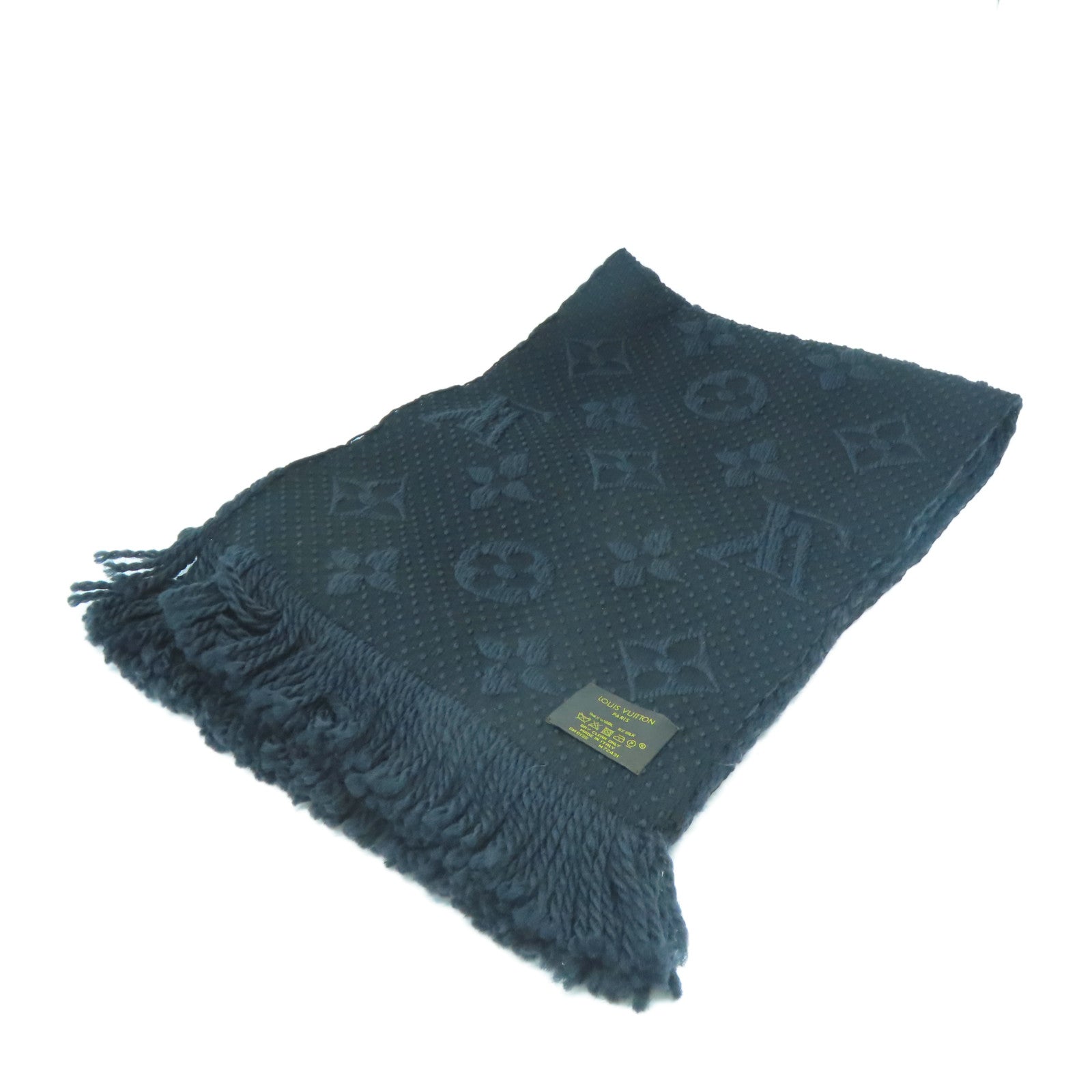 LOUIS VUITTON 絲質/羊毛Logomania圍巾黑色