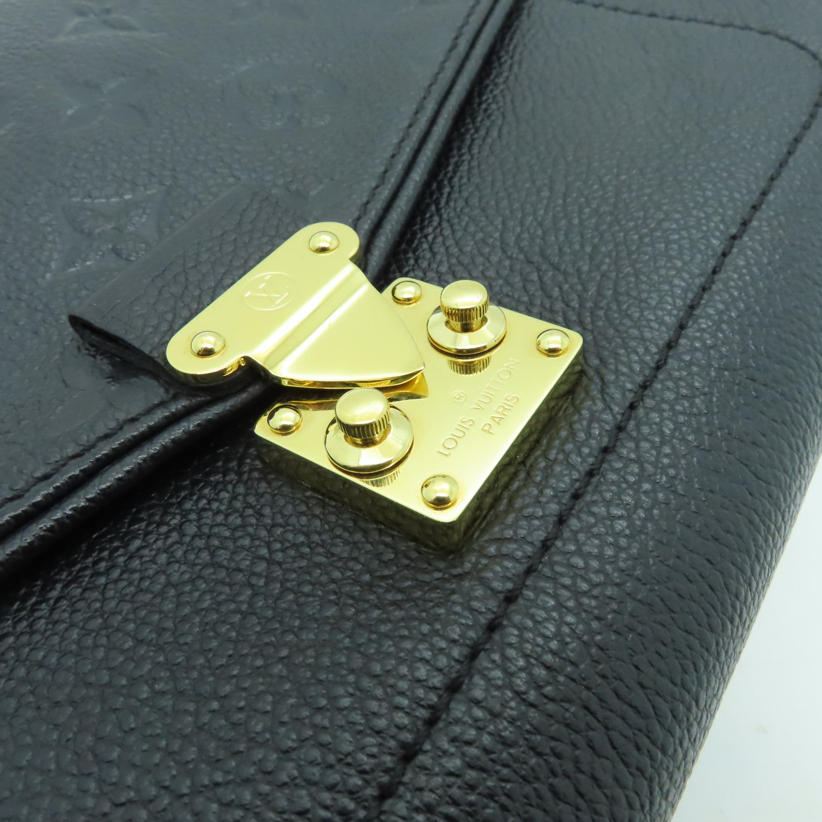 LOUIS VUITTON Monogram Empreinte Saint Germain PM金扣鏈帶肩背袋黒色