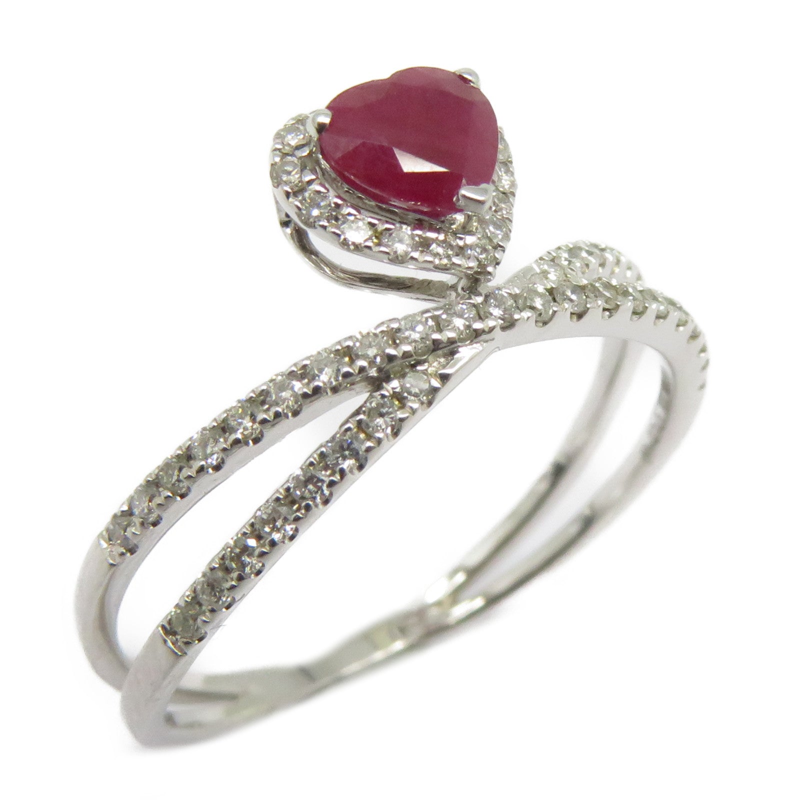 JEWELRY 【激減優惠】18K白金Ruby Diamond Ring .480ct紅寶石/0.270ct鑽石戒指US#7.25