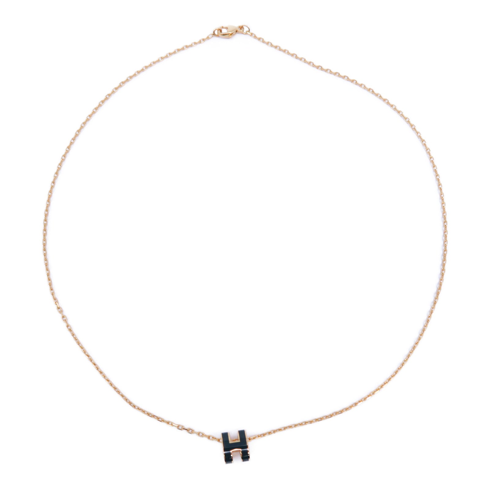 HERMES 金屬Mini Pop H金扣項鍊綠色