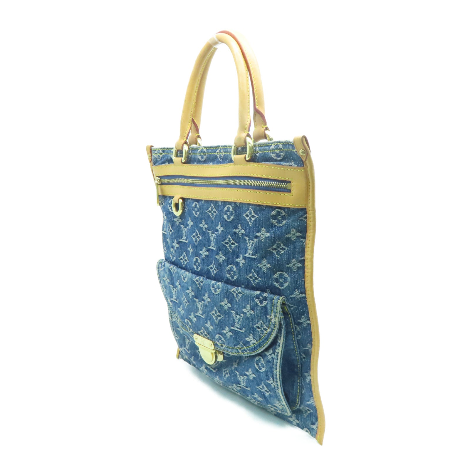 LOUIS VUITTON Monogram DenimFlat Shopper Tote金扣手挽袋蓝色