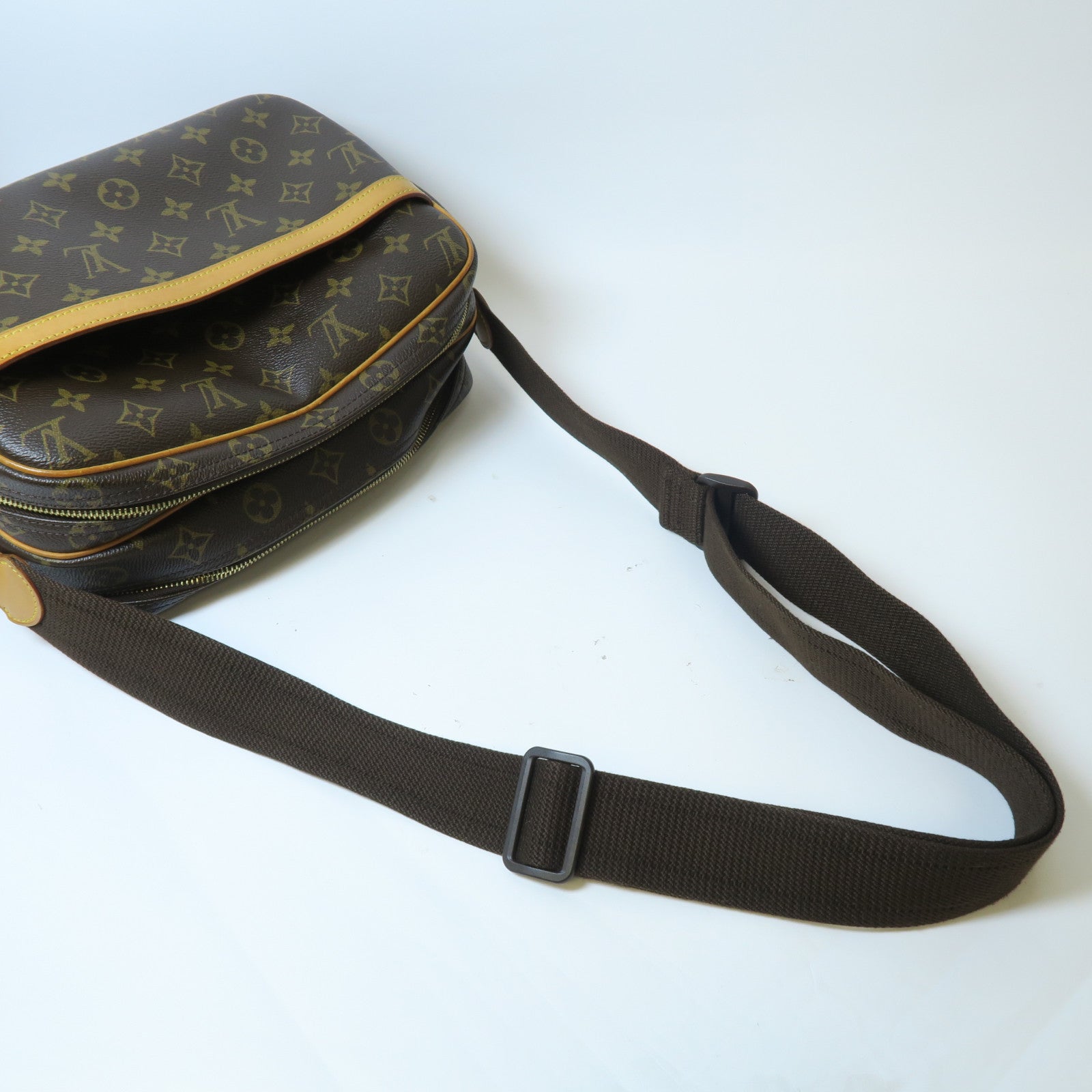 LOUIS VUITTON Monogram Reporter PM金扣肩背袋啡色