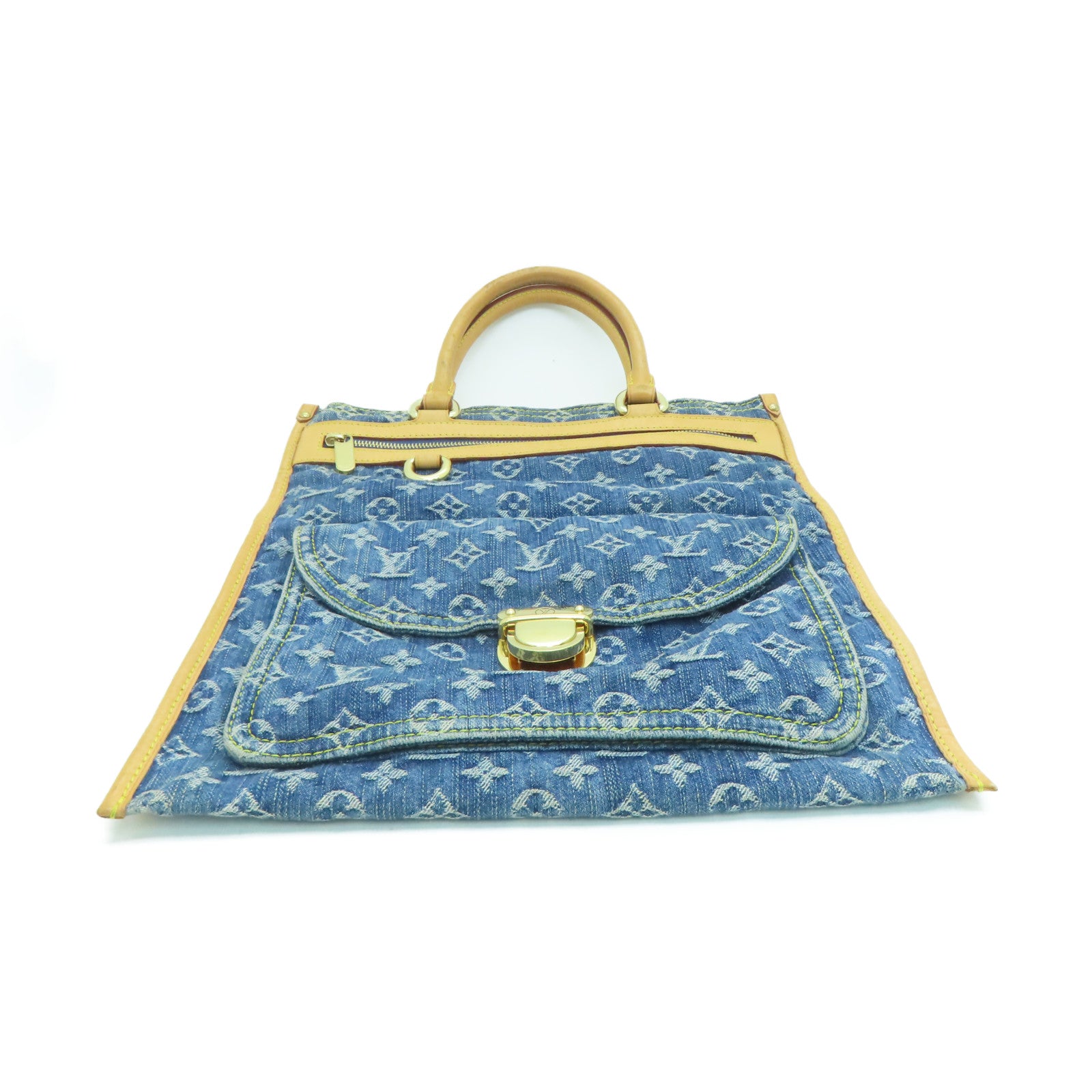 LOUIS VUITTON Monogram DenimFlat Shopper Tote金扣手挽袋蓝色