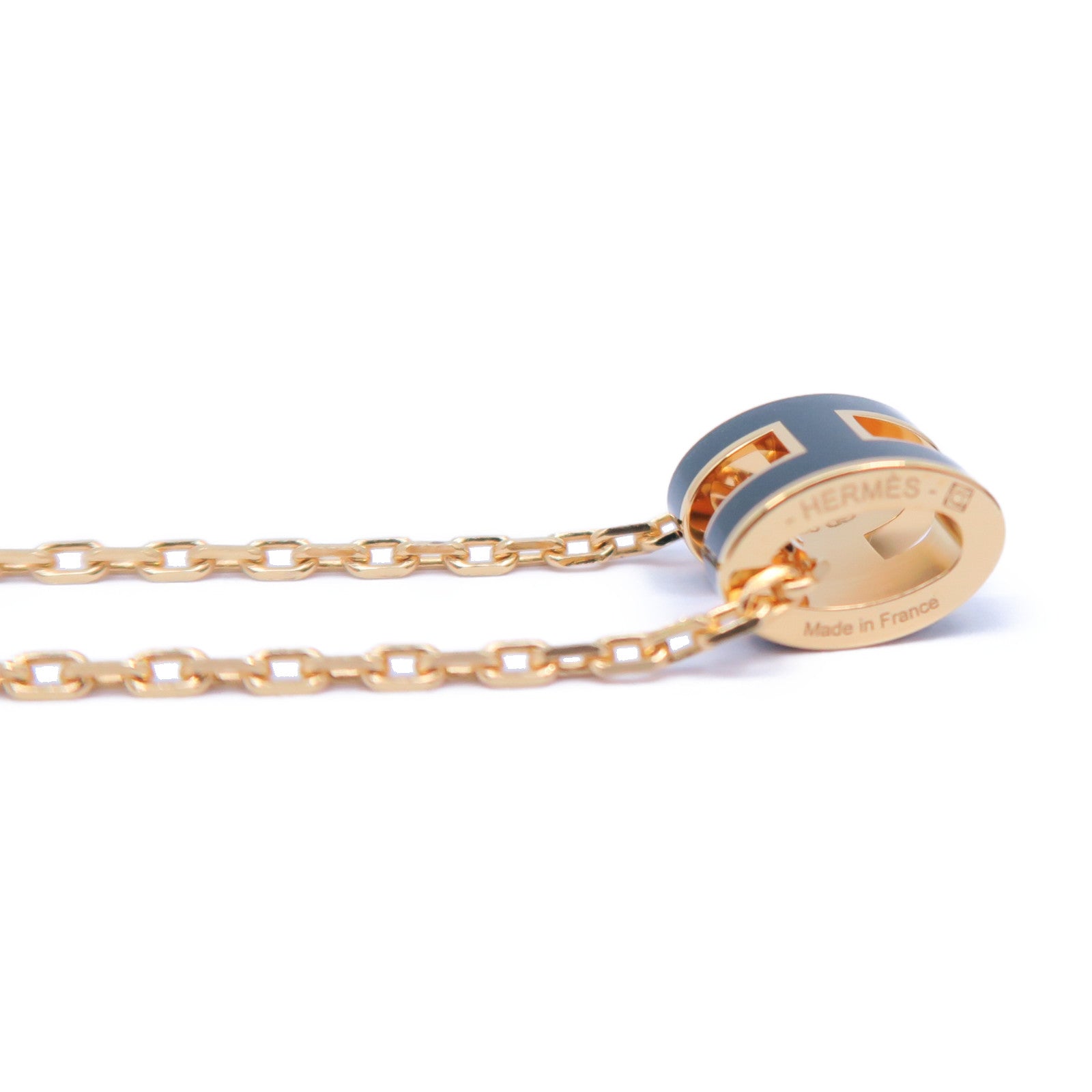 HERMES 金屬Mini Pop H金扣項鍊綠色