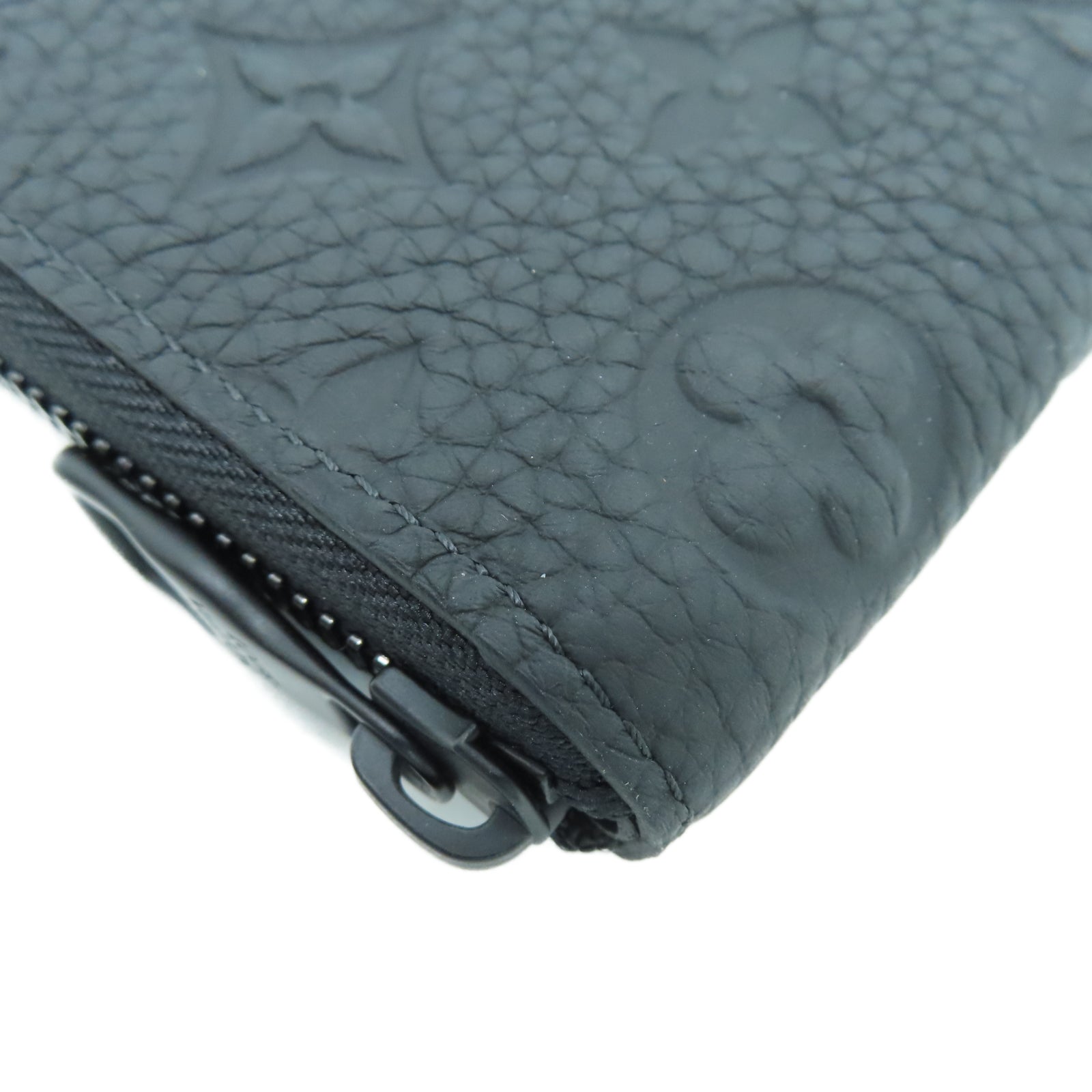 LOUIS VUITTON 牛皮皮革Zip Vertical Wallet银扣长钱包黑色
