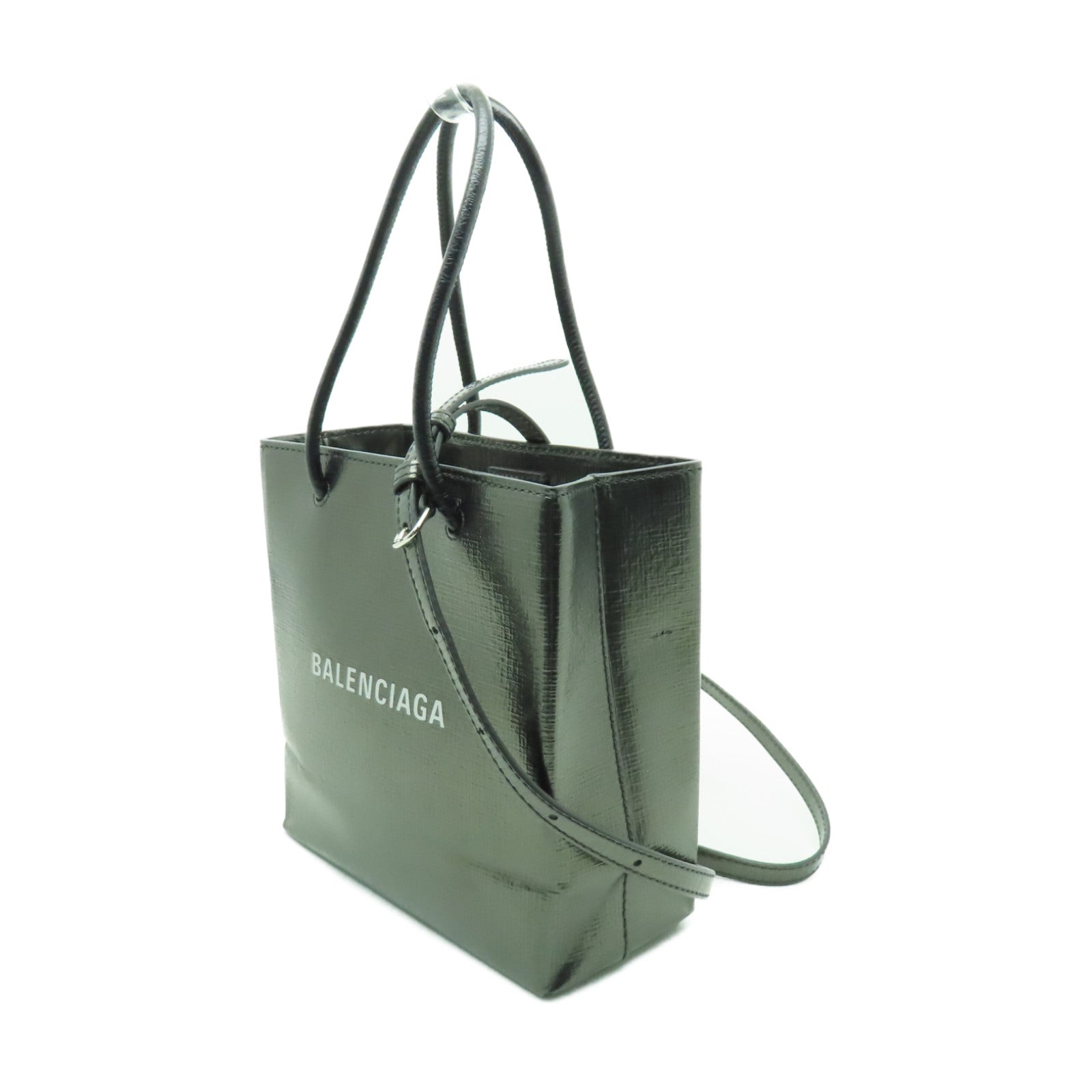 BALENCIAGA 牛皮皮革2 Way Shoulder銀扣手挽肩背兩用袋黑色