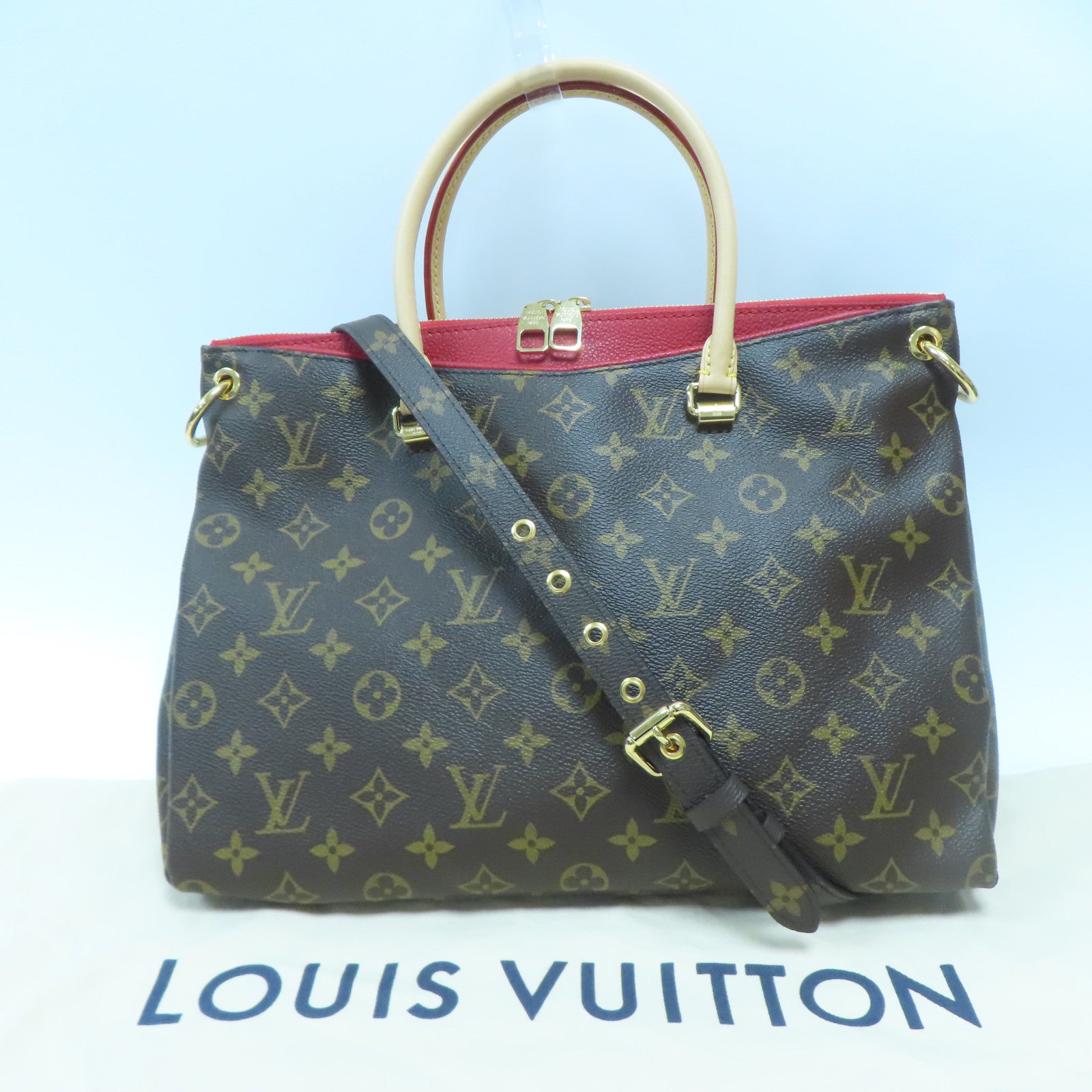 LOUIS VUITTON Monogram Pallas MM金扣手挽肩背兩用袋啡色