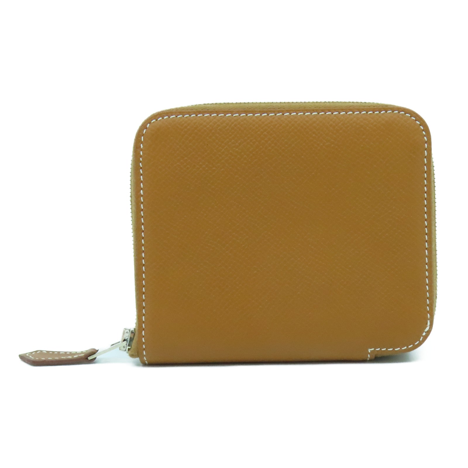HERMES Epsom皮革Silk In Compact Wallet銀扣錢包Gold經典駝色