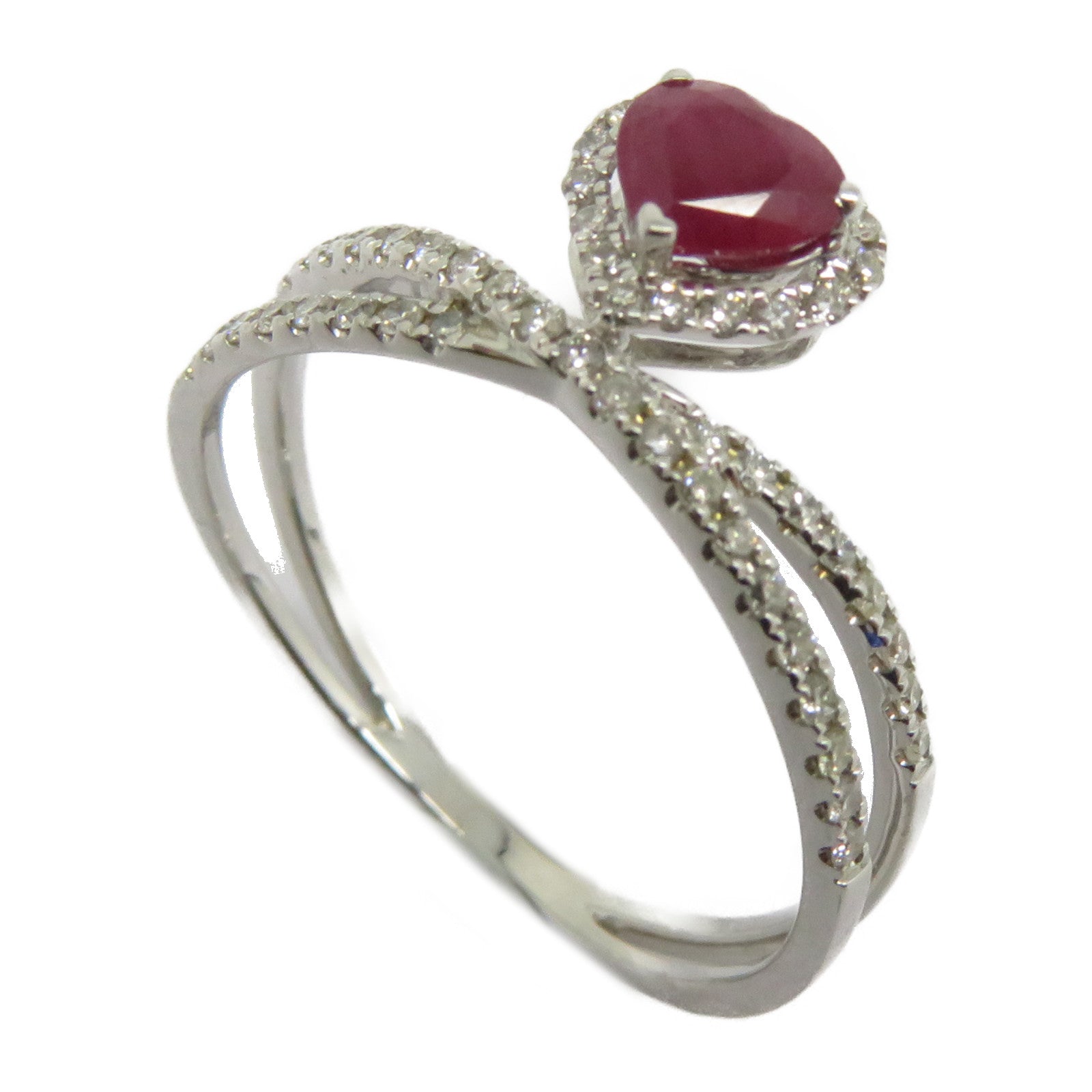 JEWELRY 【激減優惠】18K白金Ruby Diamond Ring .480ct紅寶石/0.270ct鑽石戒指US#7.25