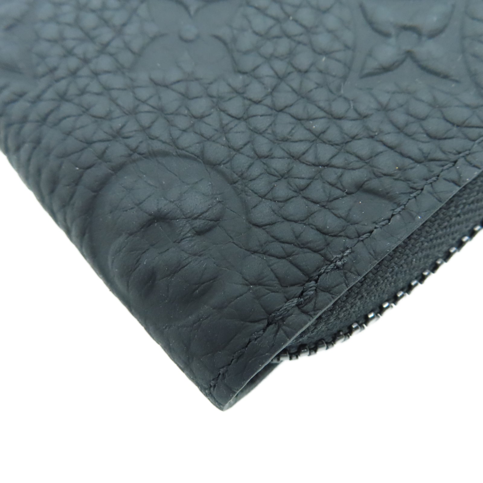 LOUIS VUITTON 牛皮皮革Zip Vertical Wallet银扣长钱包黑色