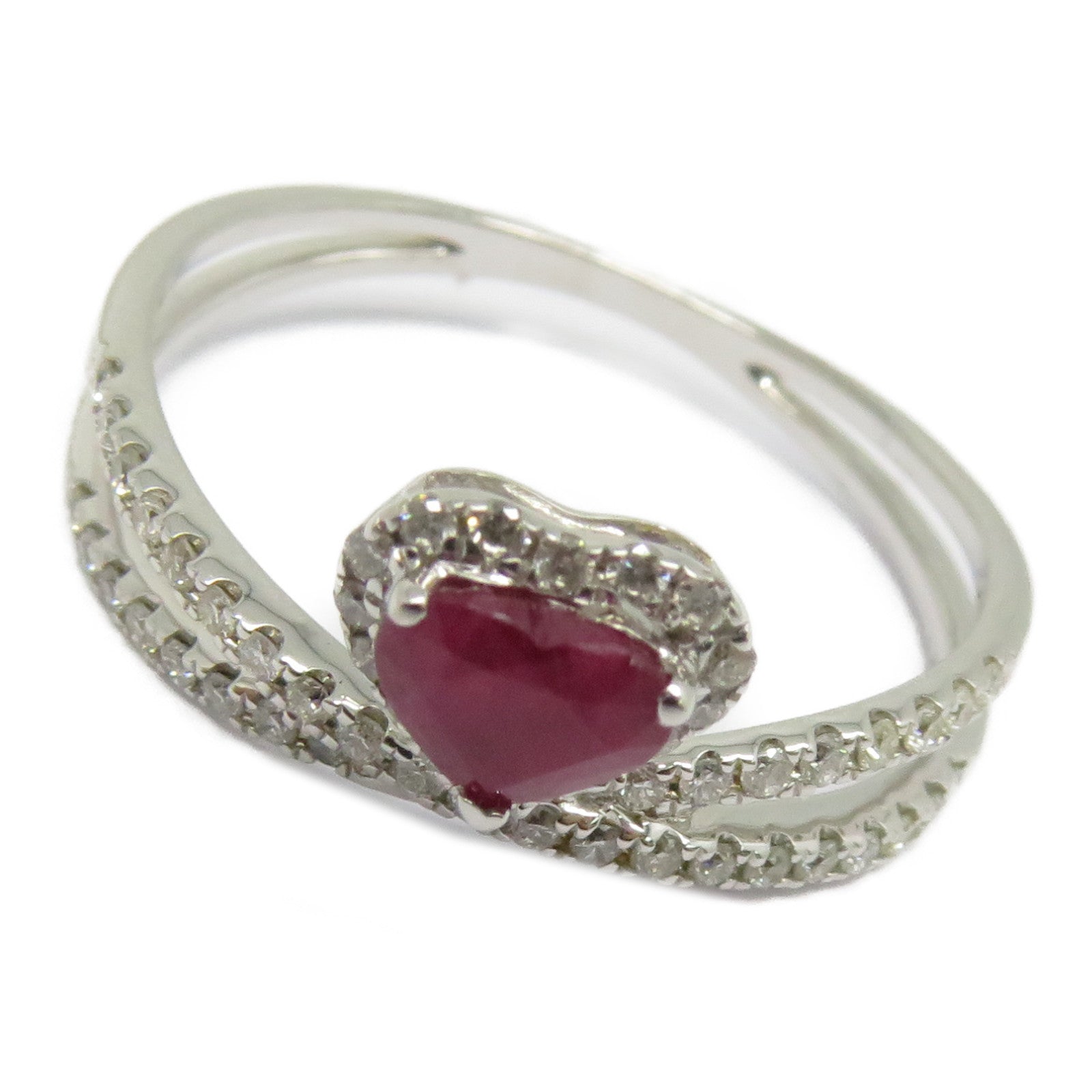 JEWELRY 【激減優惠】18K白金Ruby Diamond Ring .480ct紅寶石/0.270ct鑽石戒指US#7.25