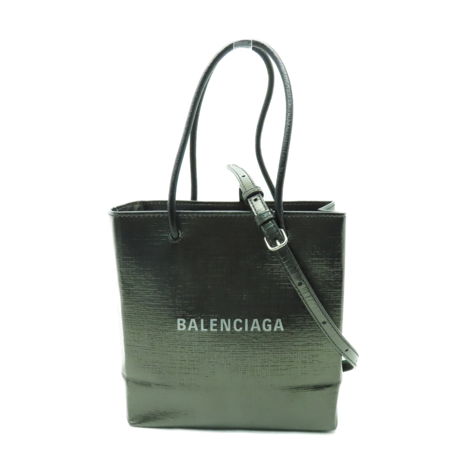 BALENCIAGA 牛皮皮革2 Way Shoulder銀扣手挽肩背兩用袋黑色