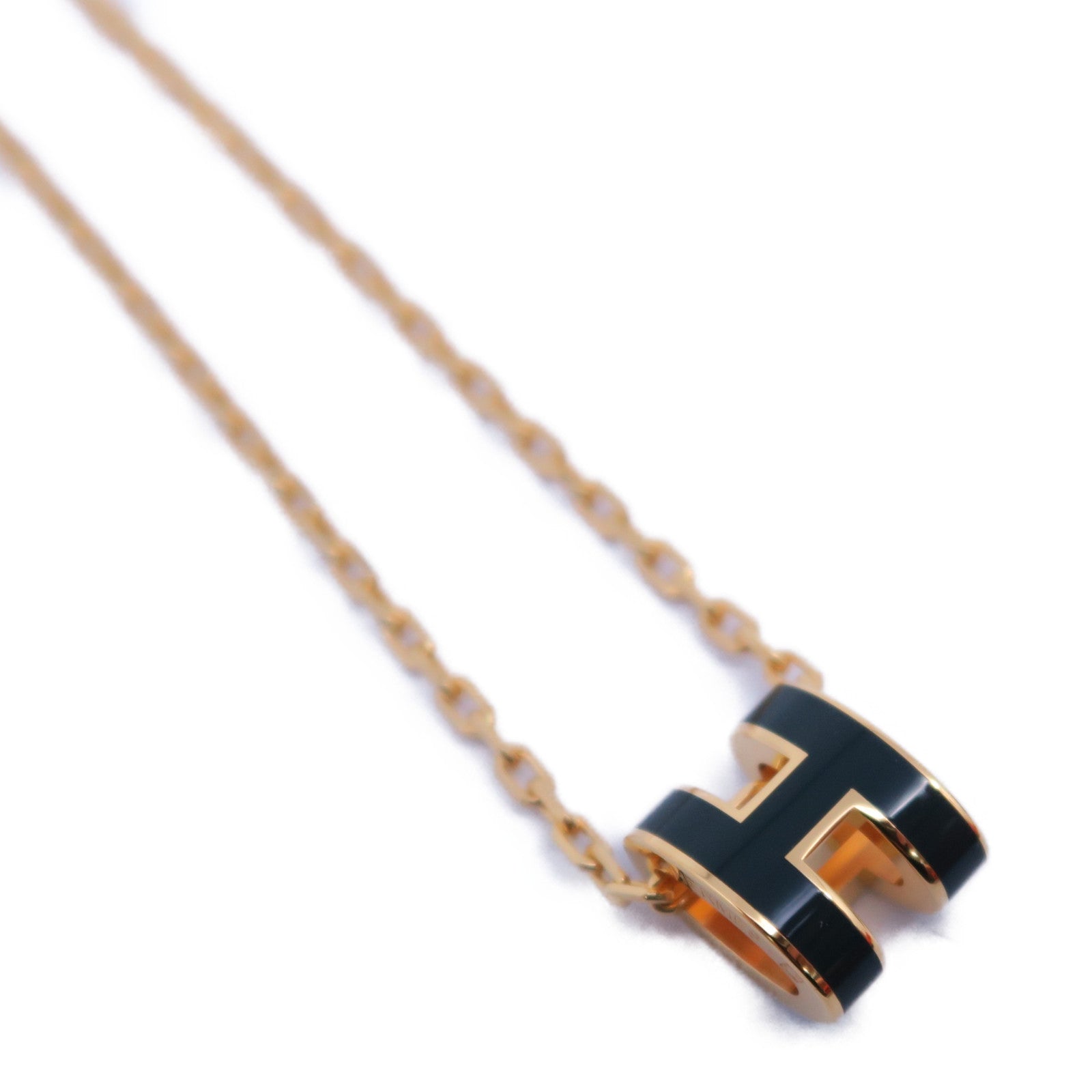 HERMES 金屬Mini Pop H金扣項鍊綠色