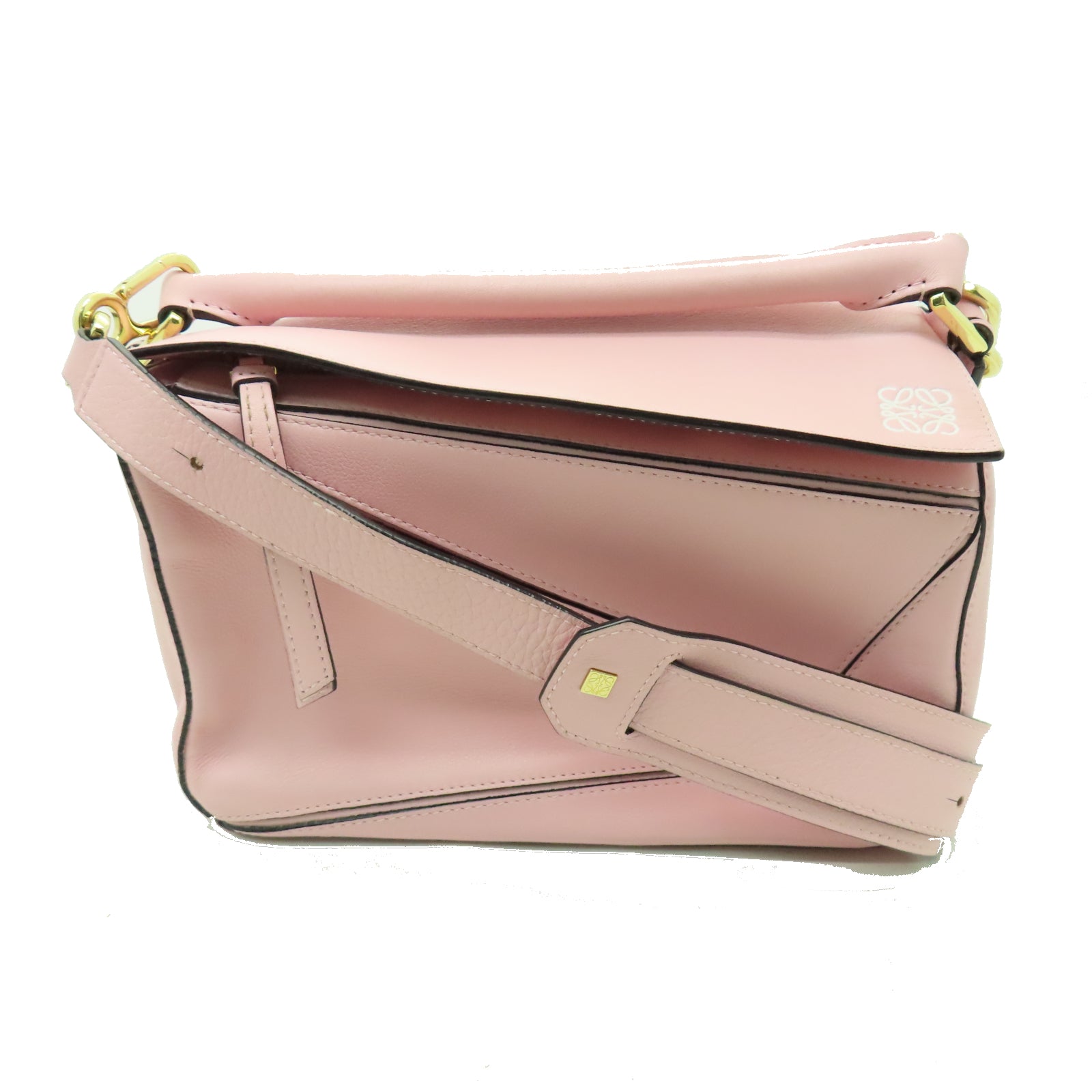 LOEWE 牛皮皮革Puzzle金扣肩背袋粉紅色