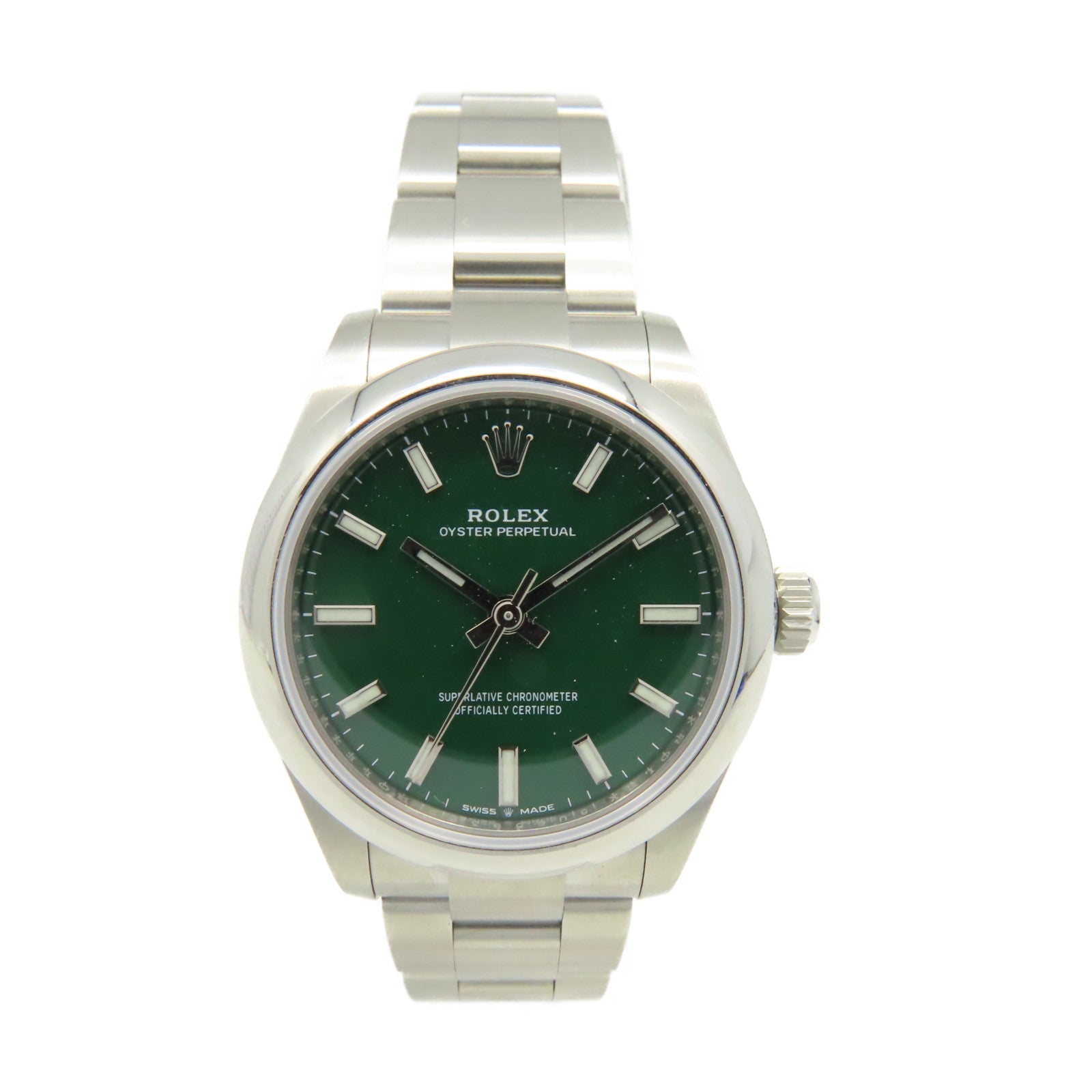 ROLEX Oyster Perpetual Watch不鏽鋼自動機芯手錶綠色/銀色