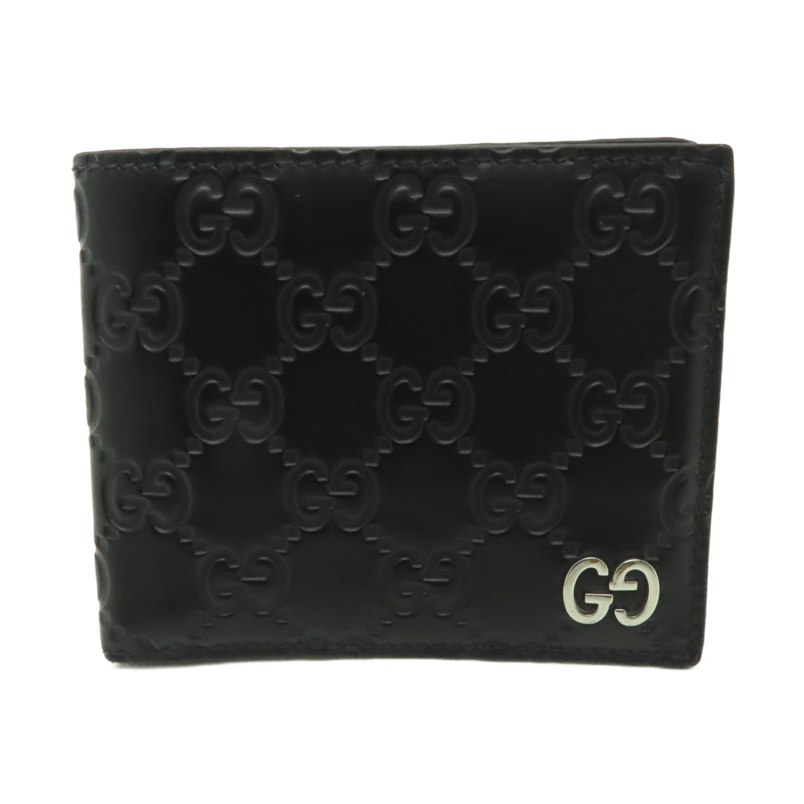 GUCCI 牛皮皮革Wallet銀扣錢包黒色