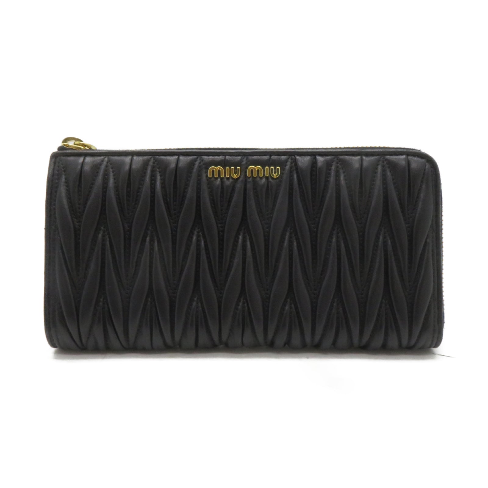 Miu Miu 牛皮皮革Long Wallet金扣長錢包黑色