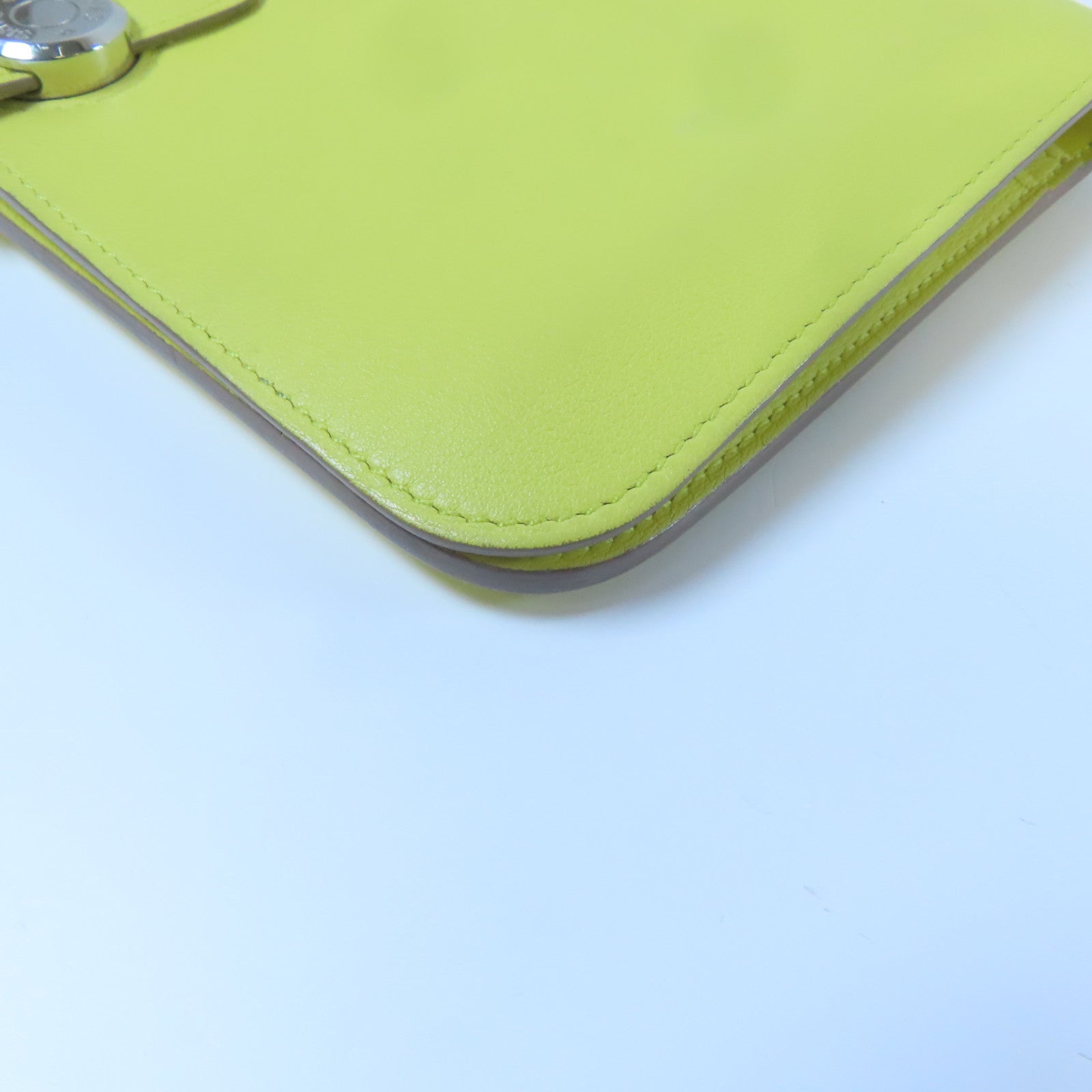 HERMES Swift皮革Dogon GM銀扣長錢包Jaune Poussin小雞黃色