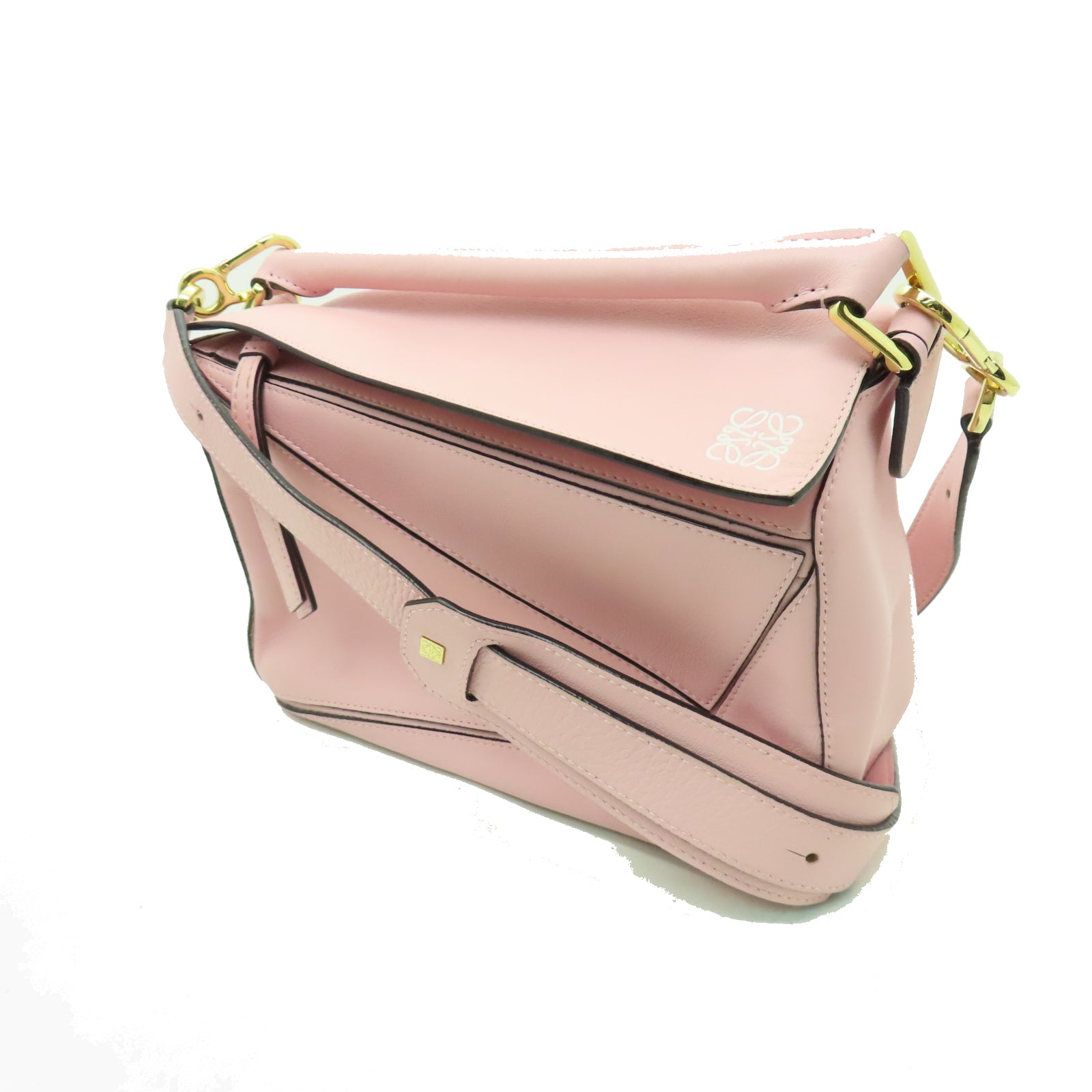 LOEWE 牛皮皮革Puzzle金扣肩背袋粉紅色