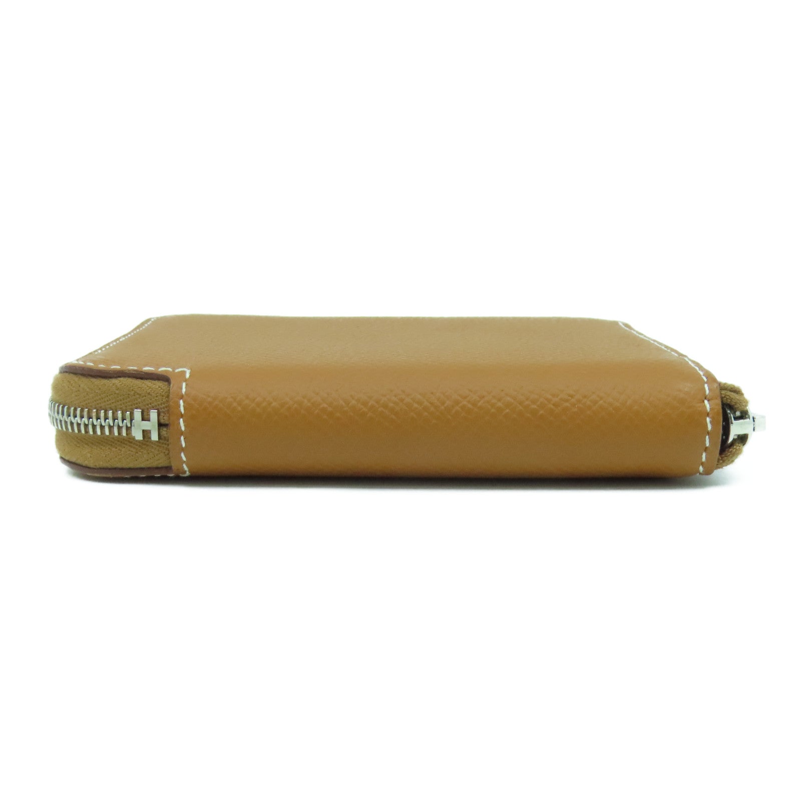 HERMES Epsom皮革Silk In Compact Wallet銀扣錢包Gold經典駝色