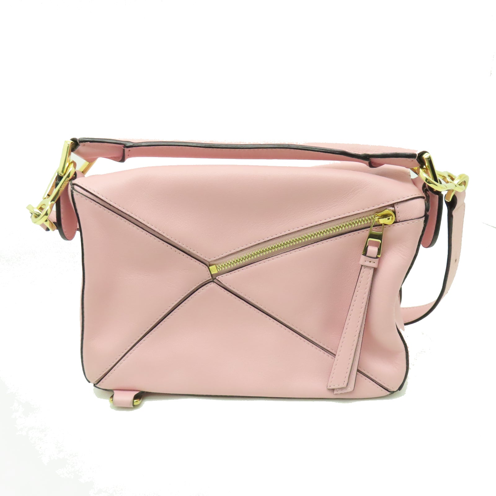 LOEWE 牛皮皮革Puzzle金扣肩背袋粉紅色