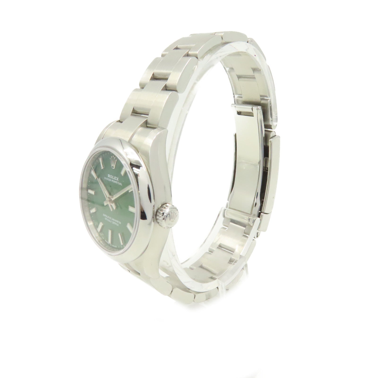 ROLEX Oyster Perpetual Watch不鏽鋼自動機芯手錶綠色/銀色