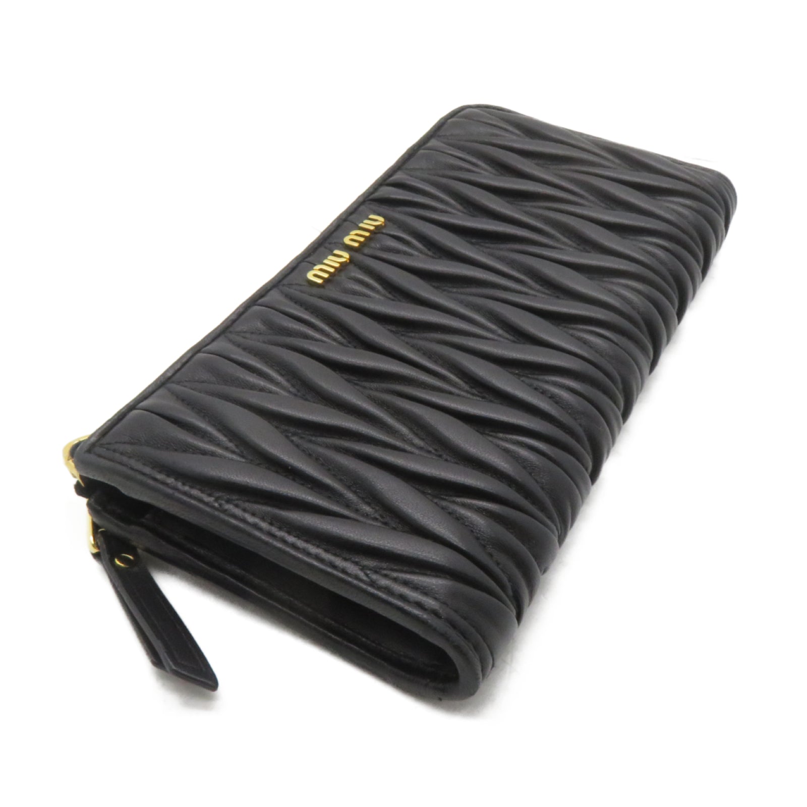 Miu Miu 牛皮皮革Long Wallet金扣長錢包黑色