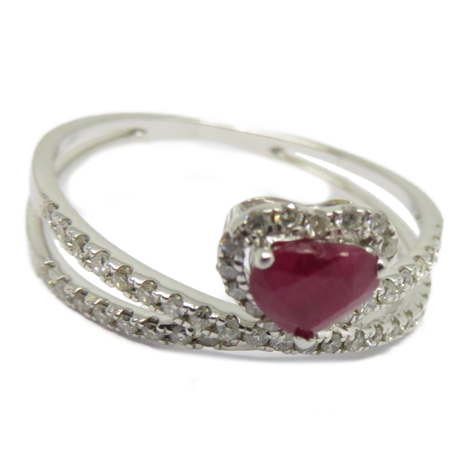 JEWELRY 【激減優惠】18K白金Ruby Diamond Ring .480ct紅寶石/0.270ct鑽石戒指US#7.25