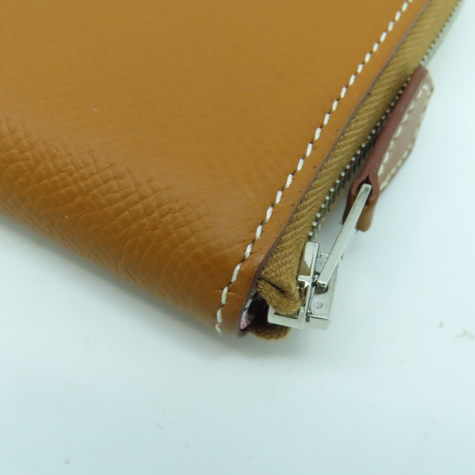HERMES Epsom皮革Silk In Compact Wallet銀扣錢包Gold經典駝色
