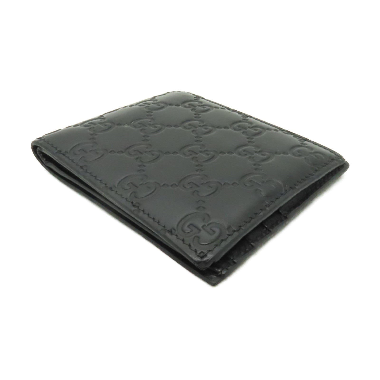 GUCCI 牛皮皮革Wallet銀扣錢包黒色