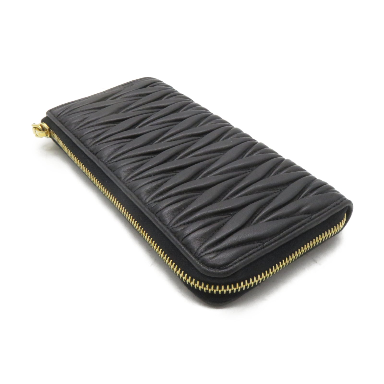 Miu Miu 牛皮皮革Long Wallet金扣長錢包黑色