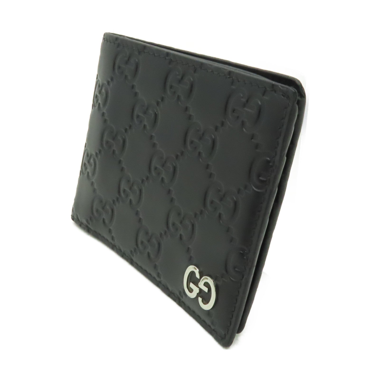 GUCCI 牛皮皮革Wallet銀扣錢包黒色