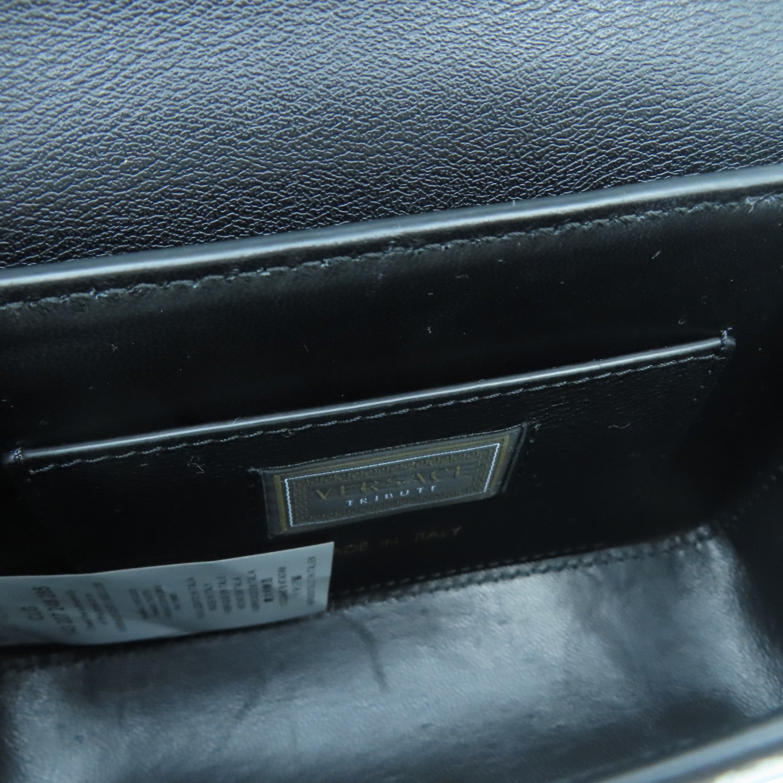 VERSACE 牛皮皮革Chain Shoulder金扣鏈帶肩背袋黑色