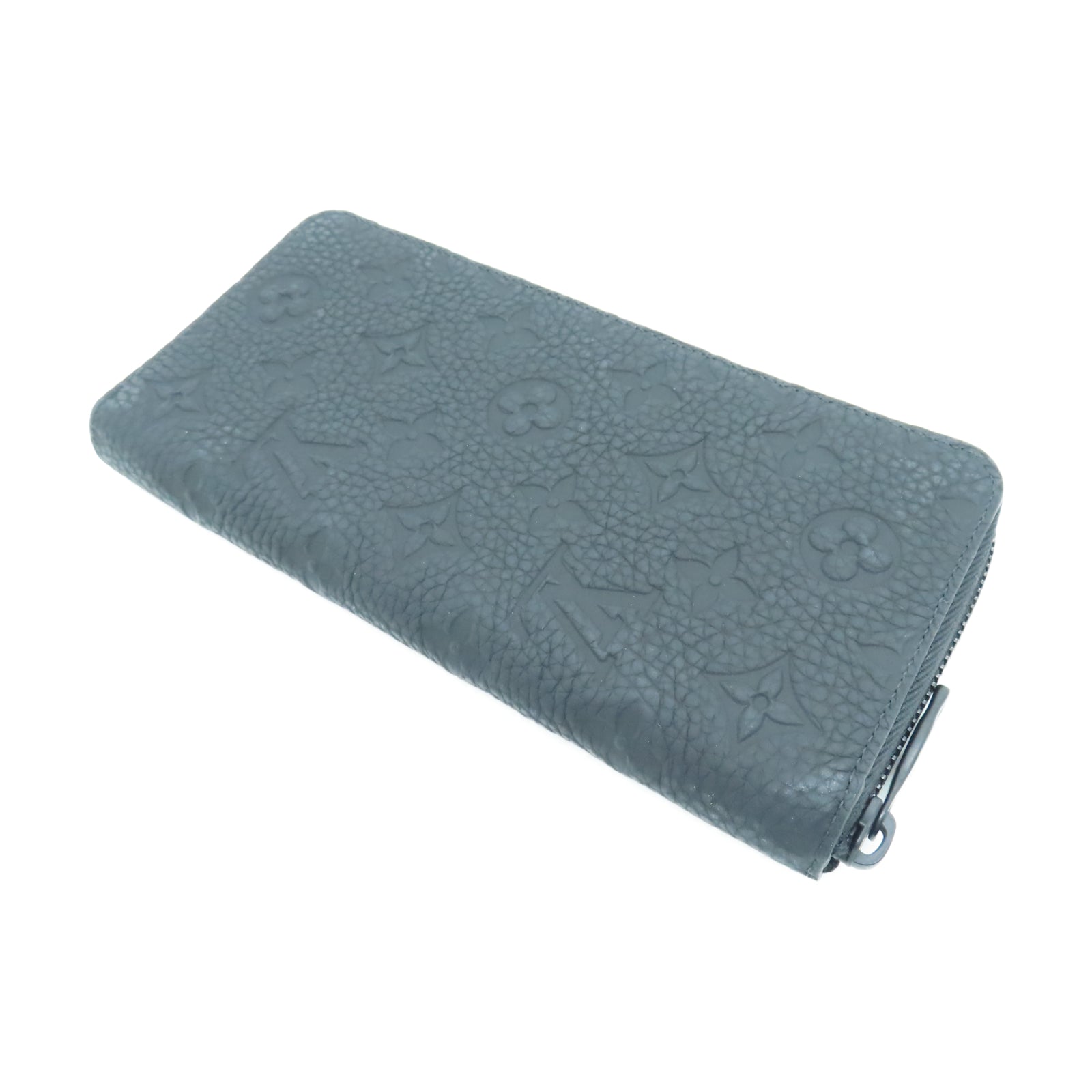 LOUIS VUITTON 牛皮皮革Zip Vertical Wallet银扣长钱包黑色