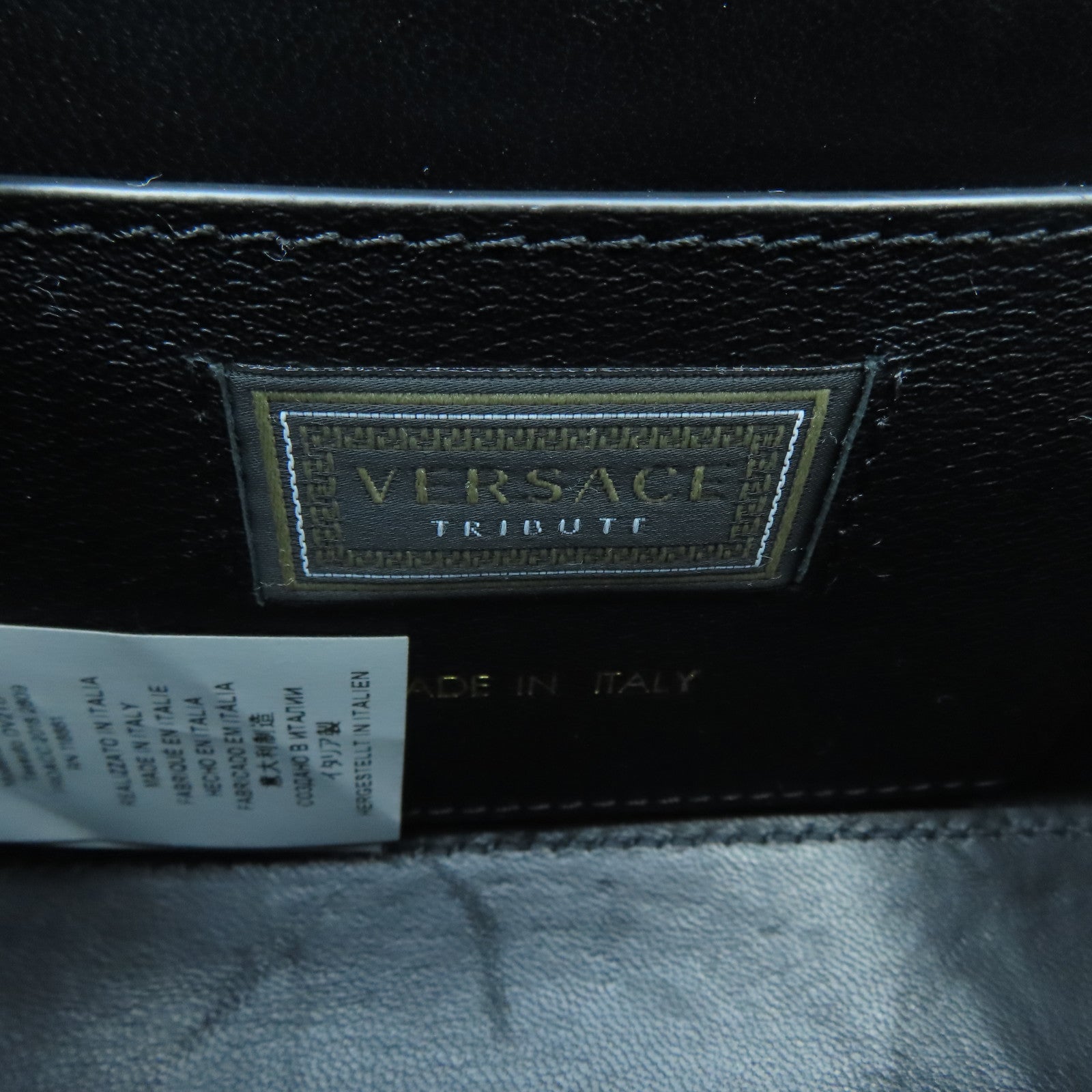 VERSACE 牛皮皮革Chain Shoulder金扣鏈帶肩背袋黑色