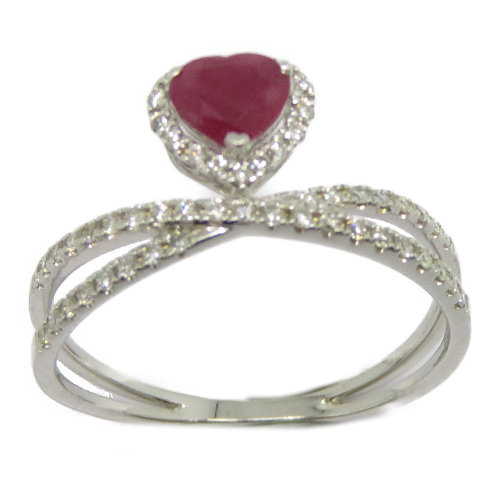 JEWELRY 【激減優惠】18K白金Ruby Diamond Ring .480ct紅寶石/0.270ct鑽石戒指US#7.25