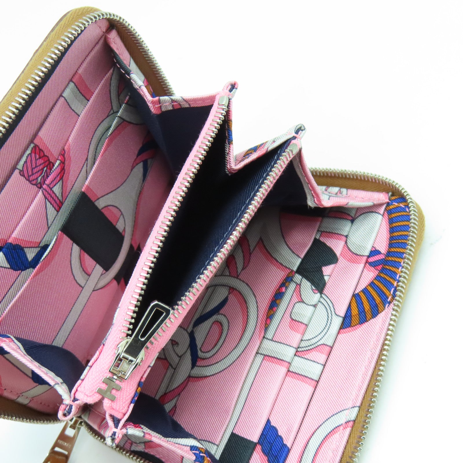 HERMES Epsom皮革Silk In Compact Wallet銀扣錢包Gold經典駝色