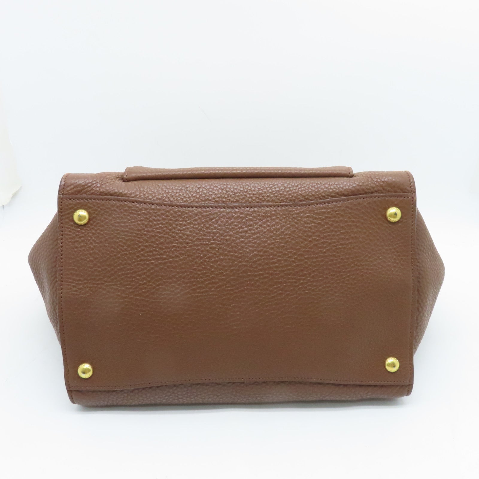 PRADA 牛皮皮革2way Shoulder Bag金扣手挽肩背兩用袋啡色