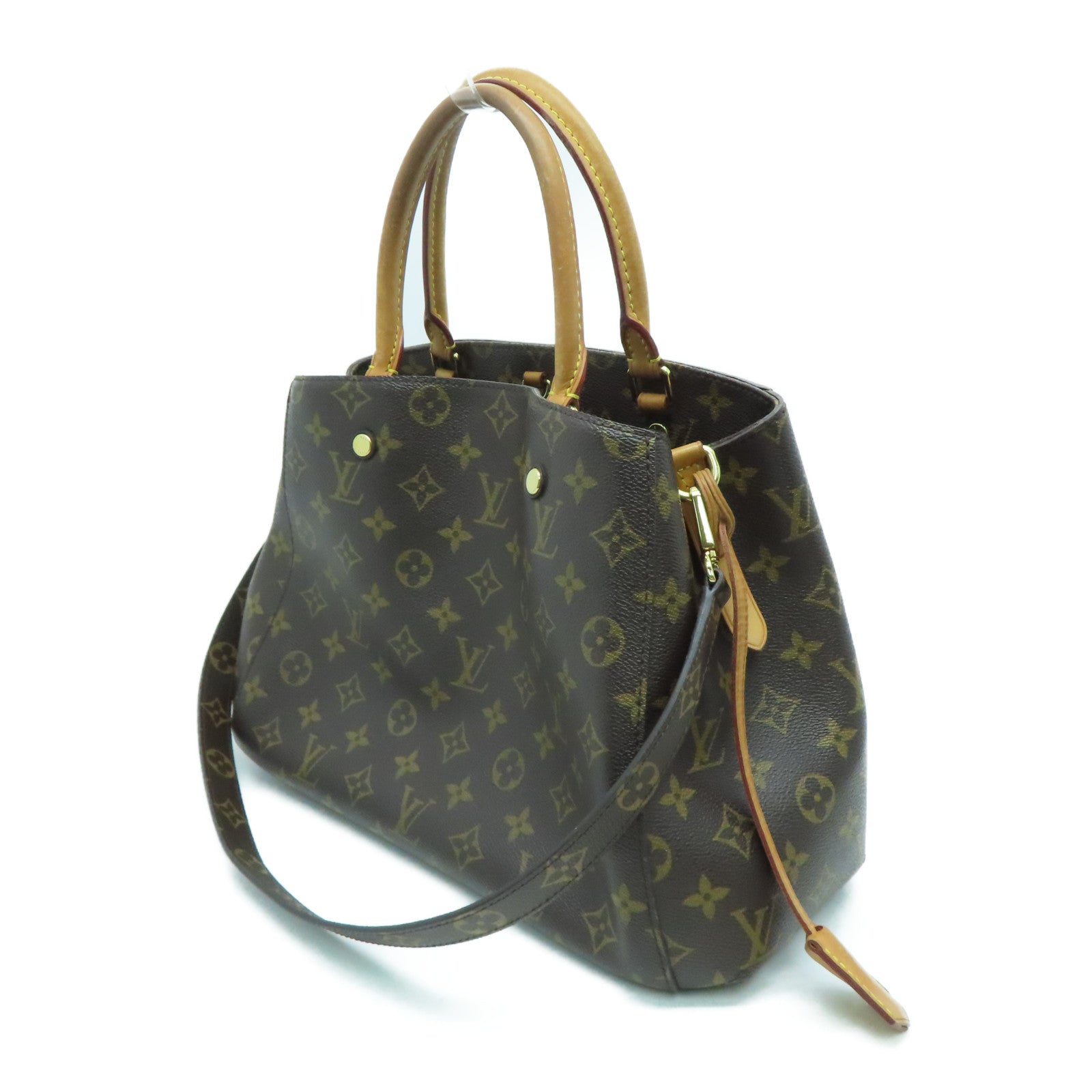 LOUIS VUITTON Monogram Montaigne MM金扣手挽肩背两用袋啡色