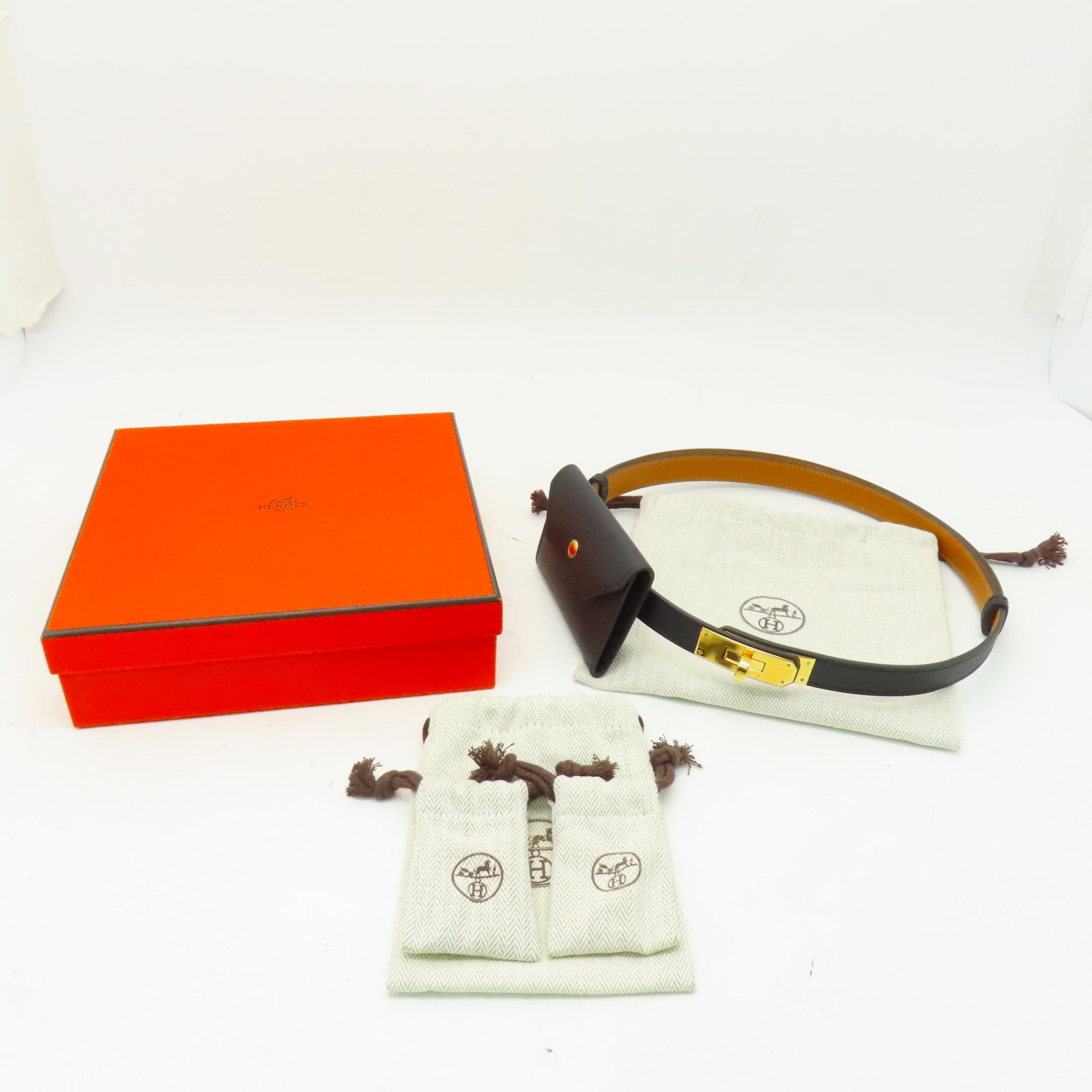 HERMES Epsom皮革Pocket Belt 18金扣皮帶黑色