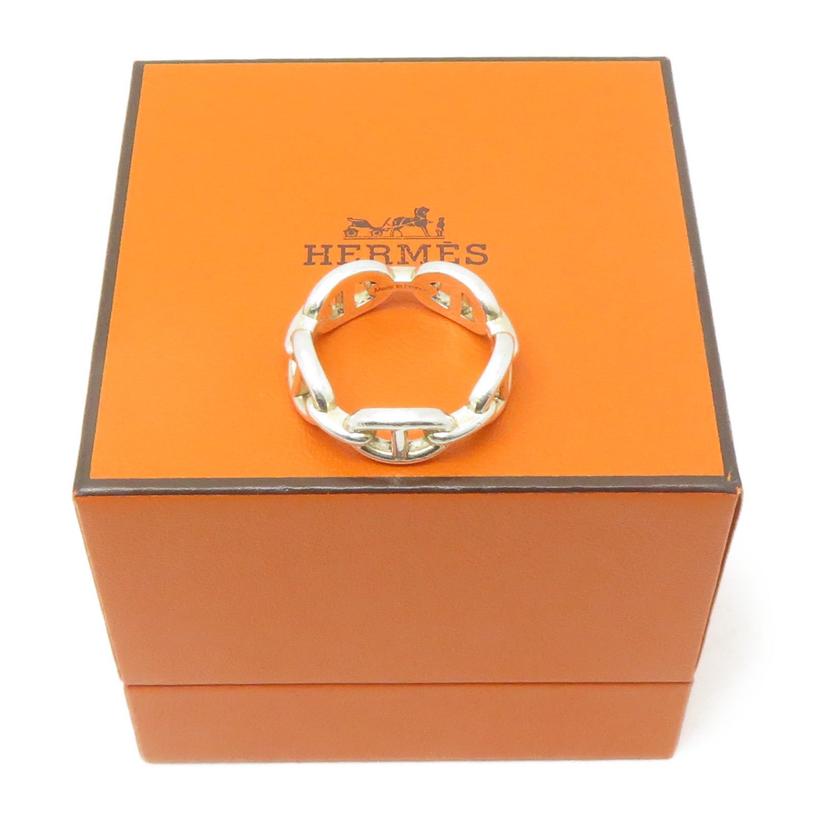 HERMES 925純銀Chaine d'ancre Enchainee Ring戒指#58/US#7.75