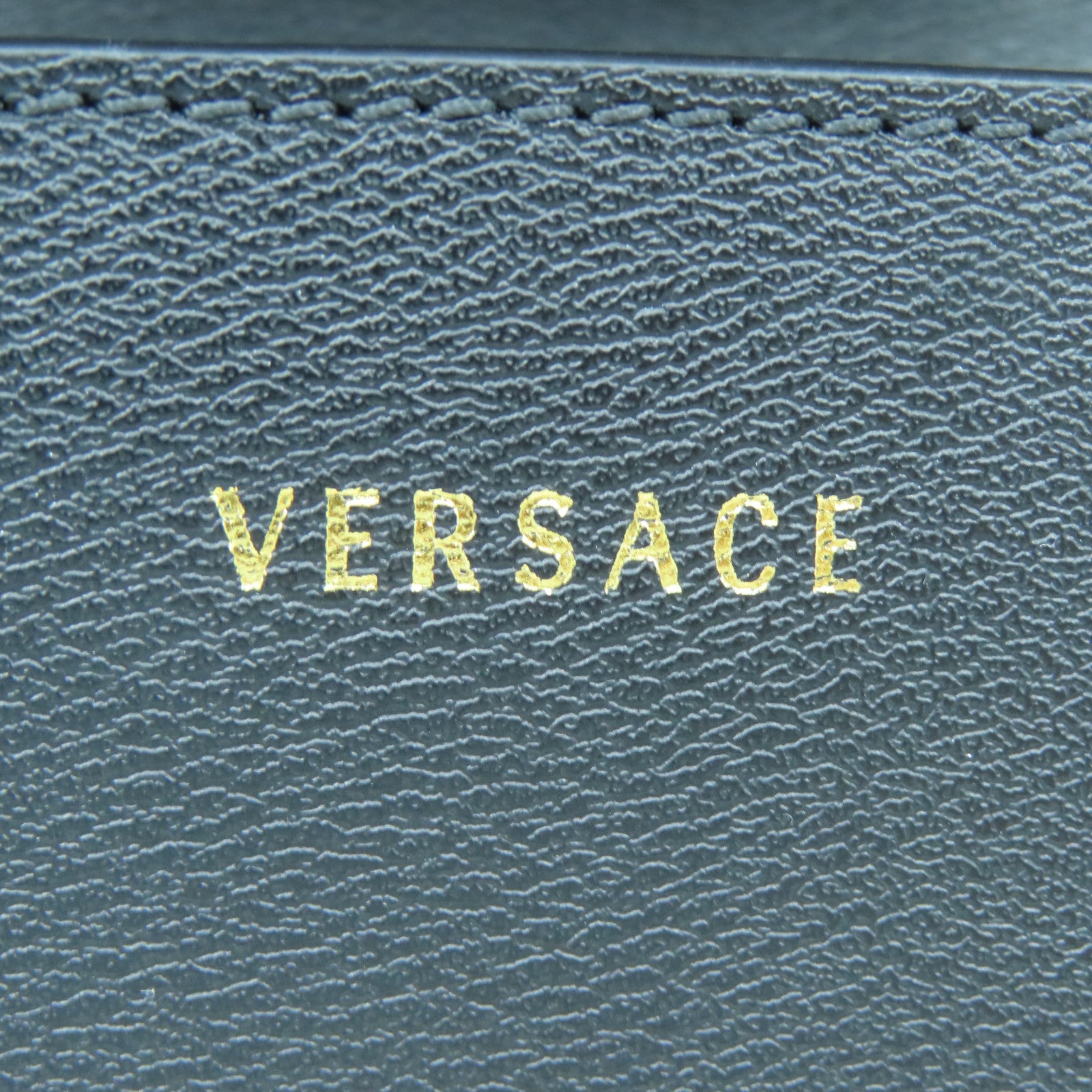 VERSACE 牛皮皮革Chain Shoulder金扣鏈帶肩背袋黑色